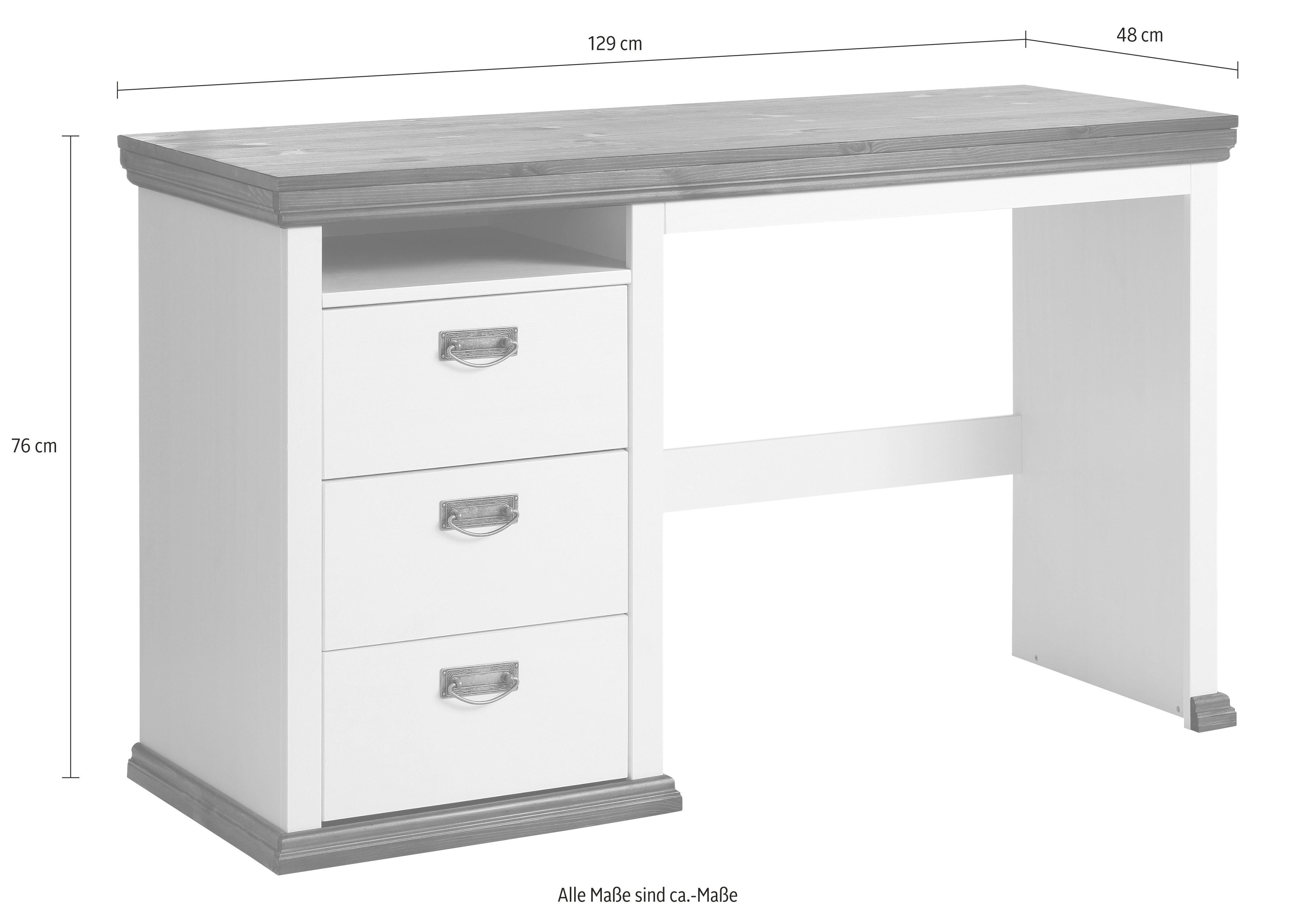 Home affaire Bureau Konrad van gecertificeerd massief hout, met lades, breedte 129 cm
