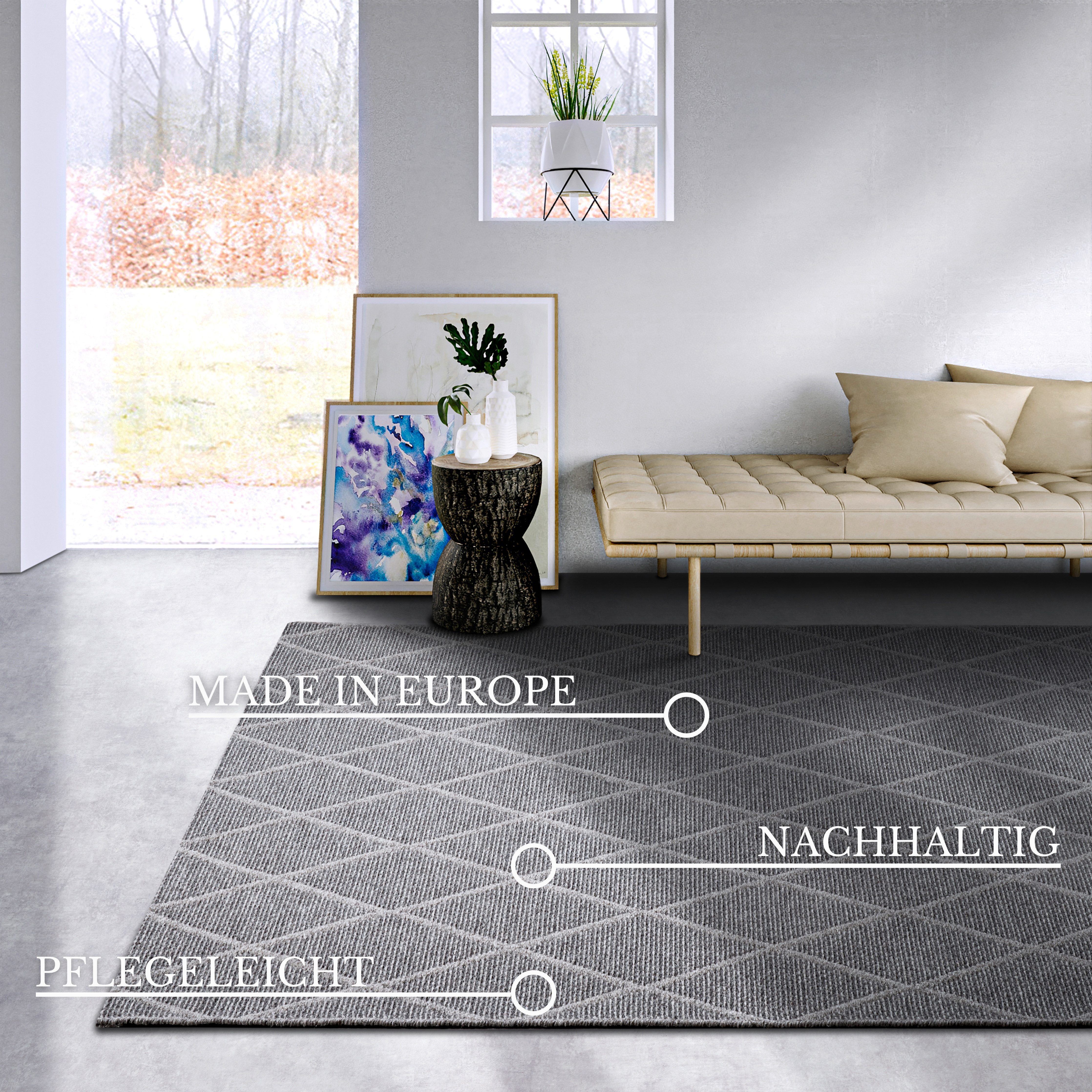 Villeroy & Boch Wollen kleed Maria Scheerwol, wol, natuur, woonkamer, slaapkamer, boho, scandi