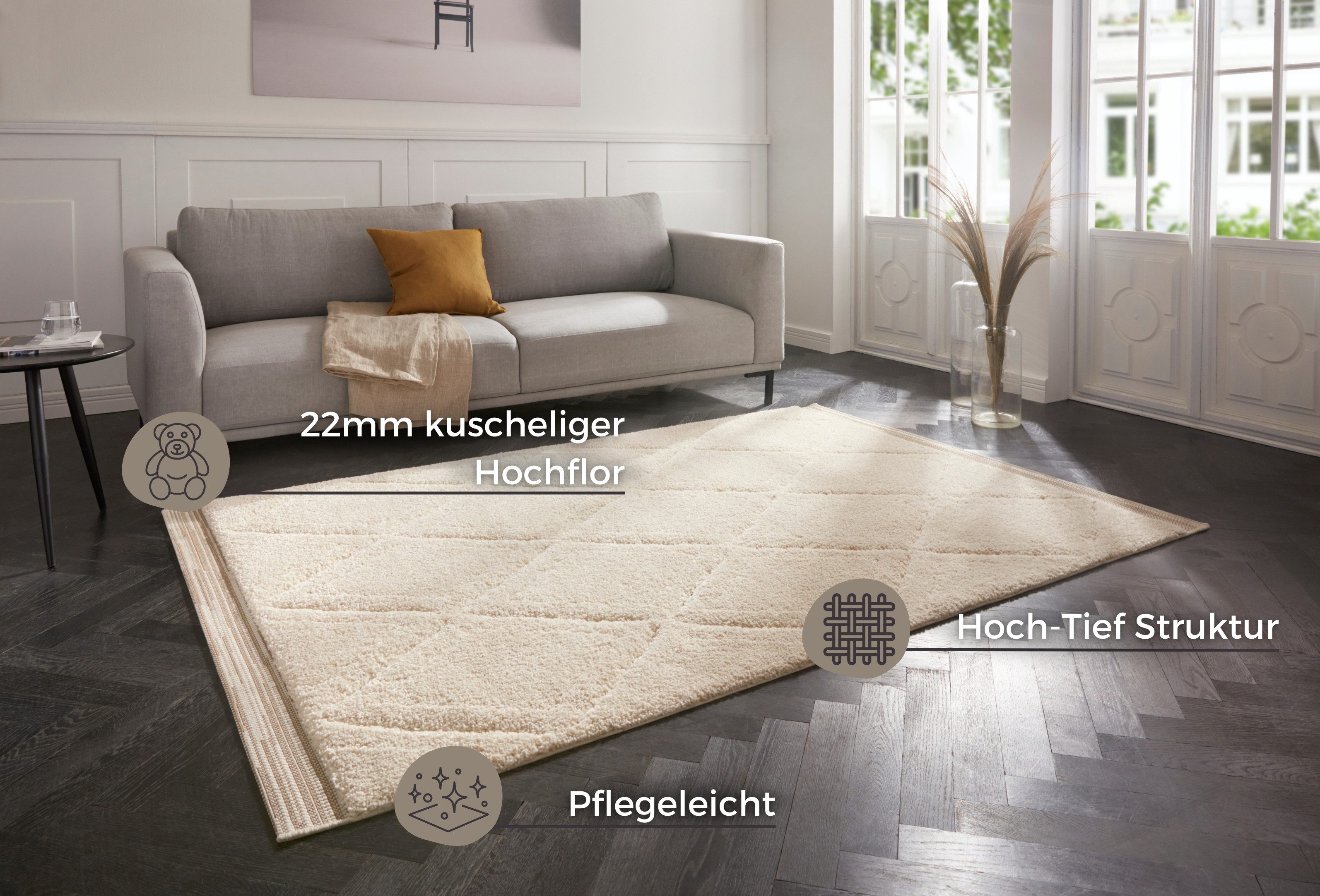 HANSE Home Hoogpolig vloerkleed Colin Shaggy, zacht, flokati, reliëf, woonkamer, slaapkamer