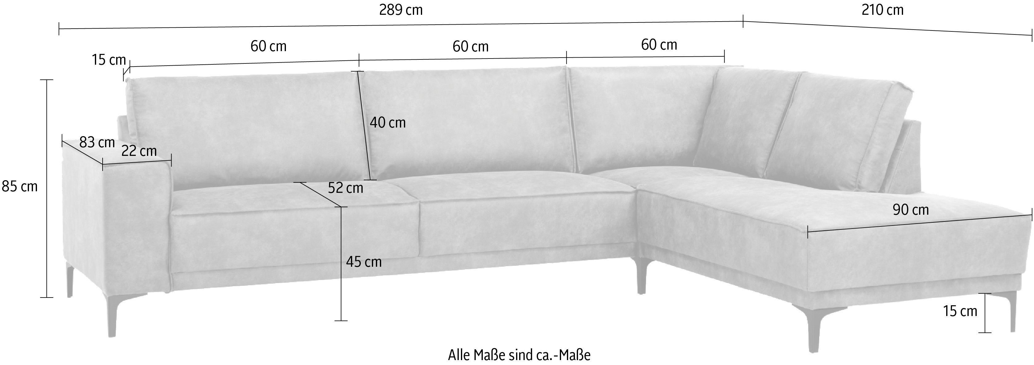 Places of Style Hoekbank Oland, structuur, platweefsel, luxe microvezel, bouclé