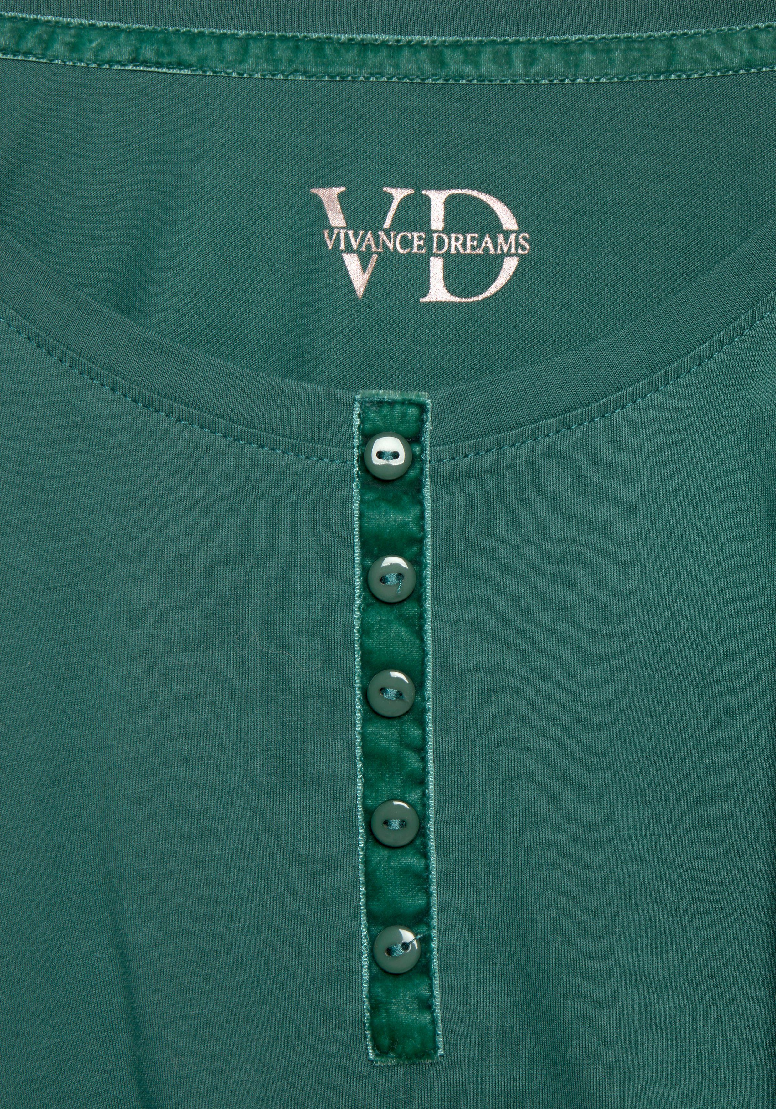Vivance Dreams Pyjama top met fluwelen knoopsluiting