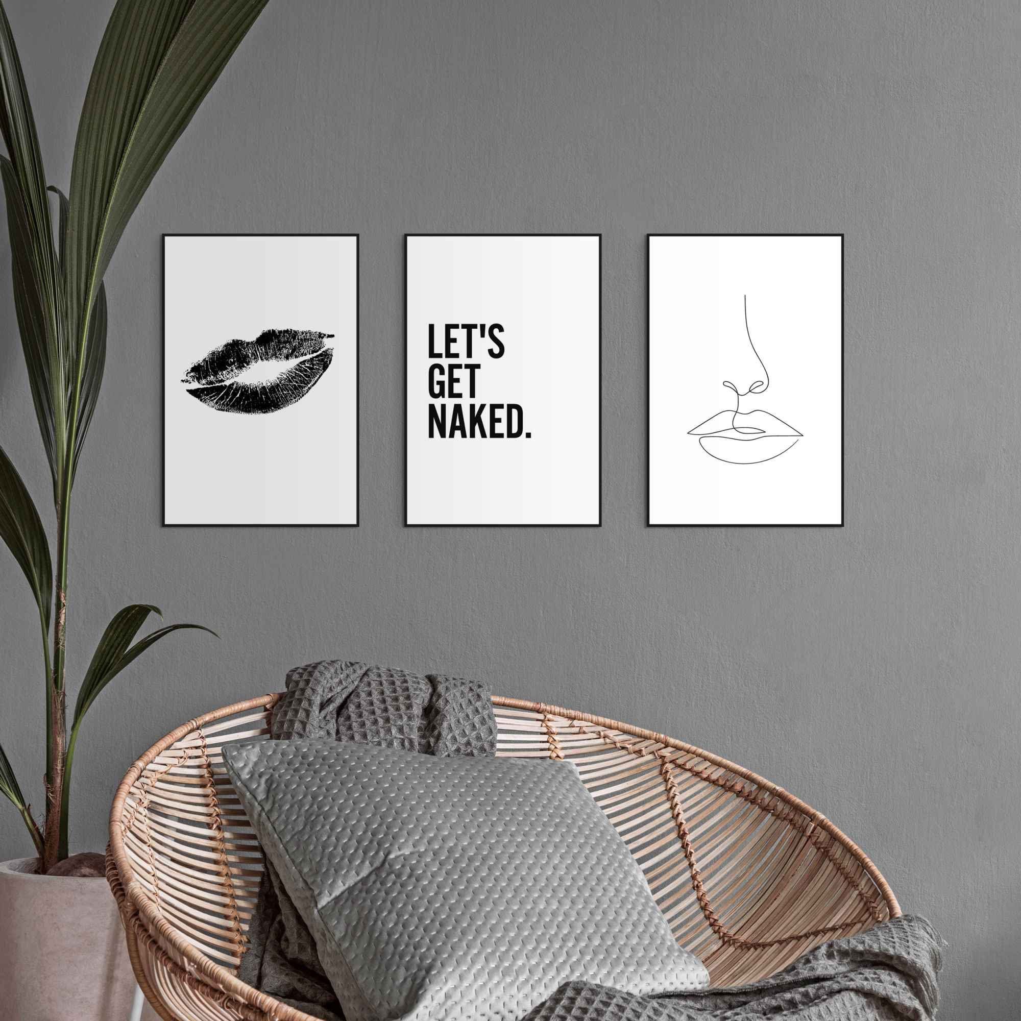 Reinders! Artprint Vrouw citaat - lijnentekening - modern - tekst - trendy (3-delig)