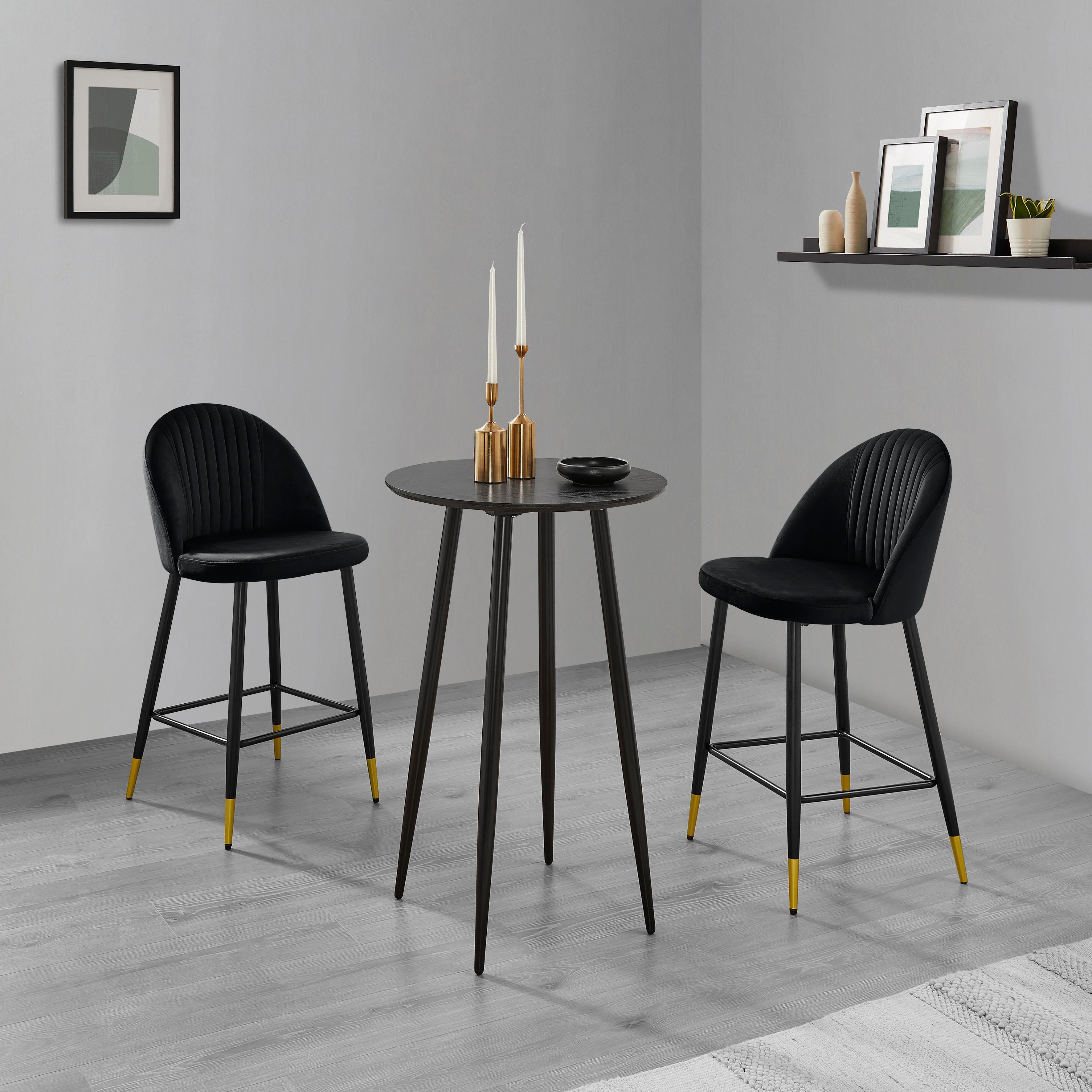 Leonique Bistrostoel Embrosse met zacht verdikte zitting en rugleuning, in mooie veloursstof, zithoogte 65 cm