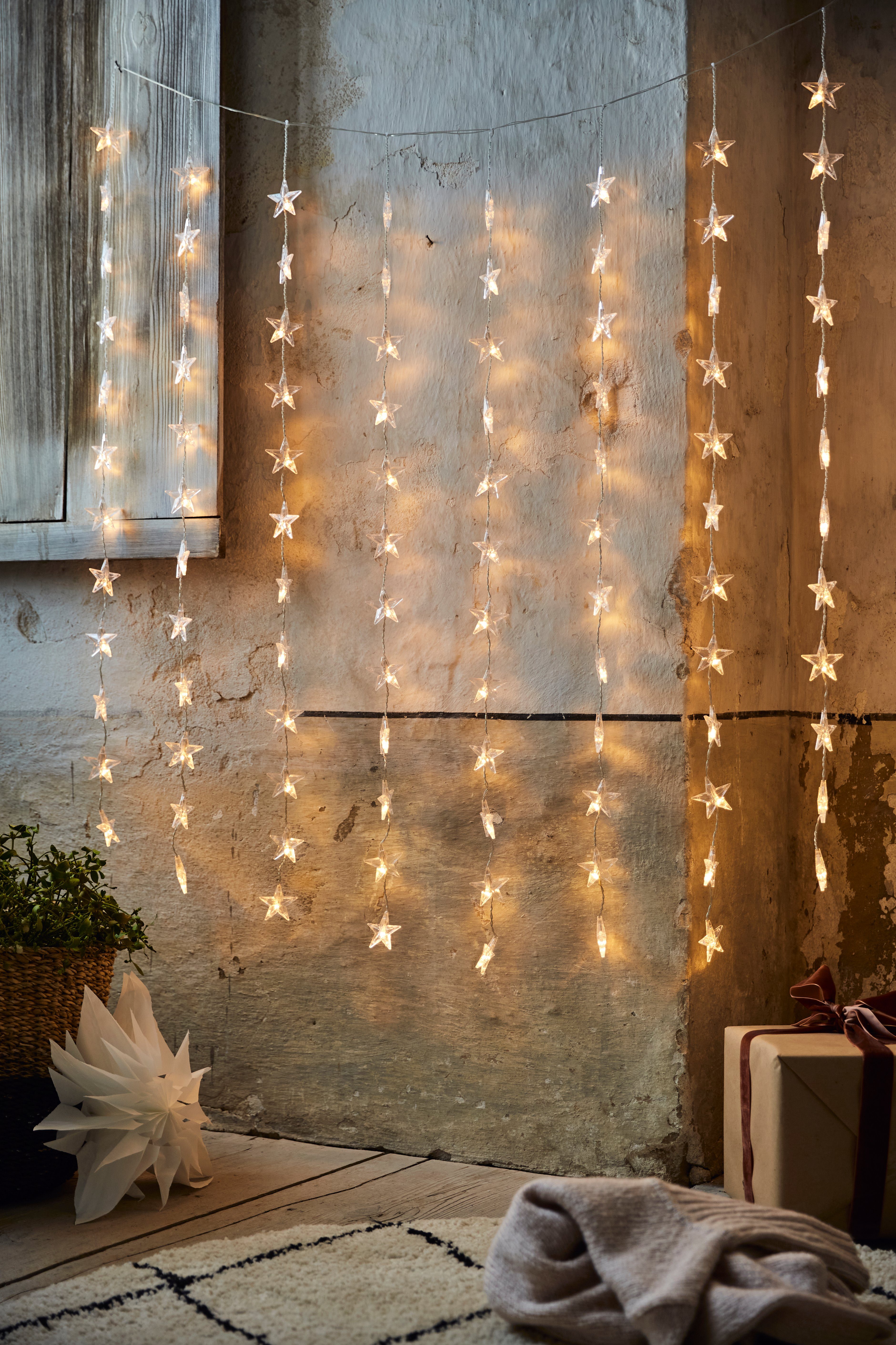 KONSTSMIDE Led-lichtgordijn Kerst versiering 120 sterren, 120 amberkleurige diodes