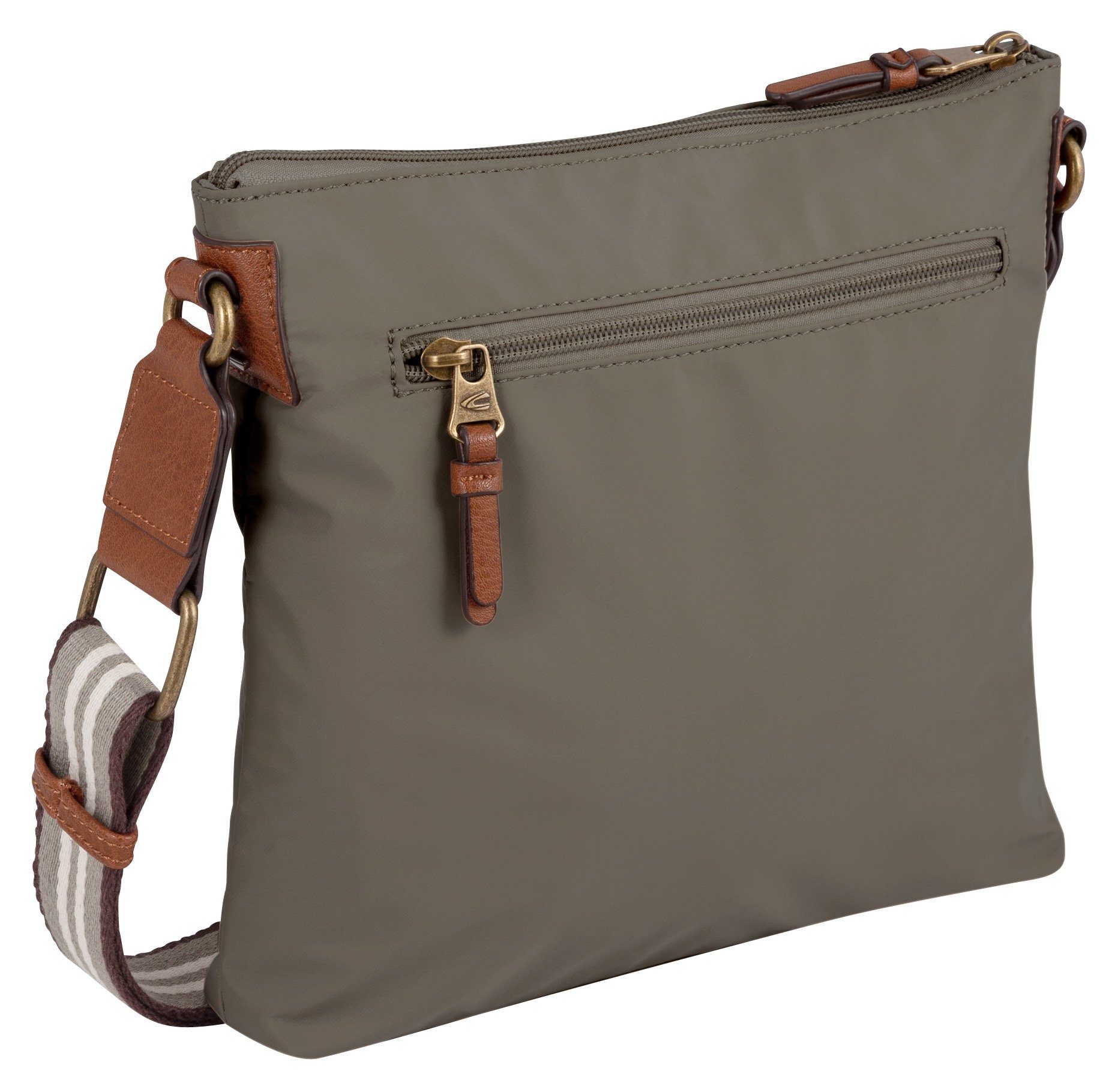 camel active Schoudertas Bari van hoogwaardig mat nylon met gestreept geweven band