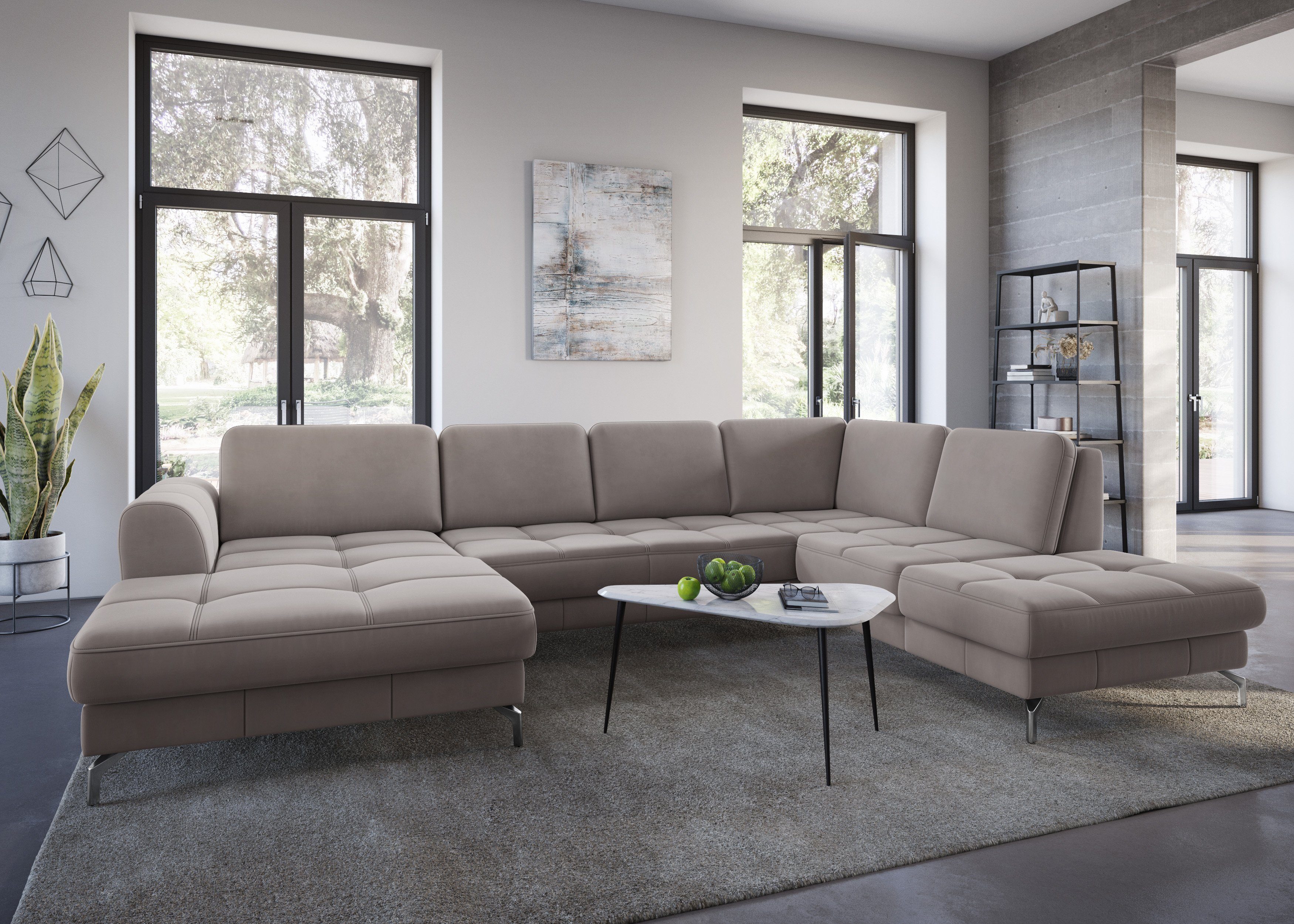 sit&more Zithoek Bendigo U-vorm inclusief zitdiepteverstelling, bodemvrijheid 12 cm, in 2 pootkleuren