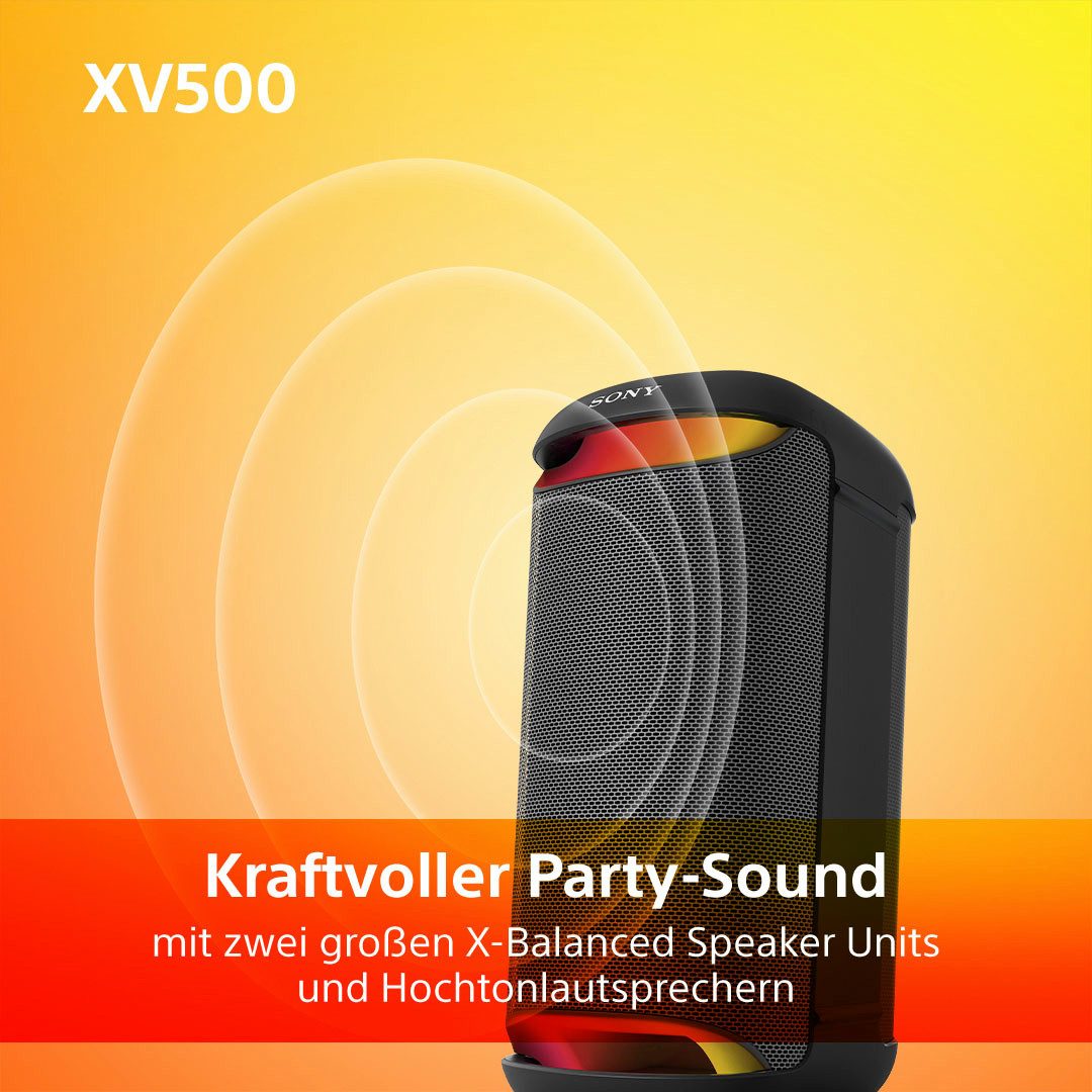 Sony Party-luidspreker SRS-XV500 25 uur batterij, draagbaar, voor binnen + buiten, ipx4-classificatie