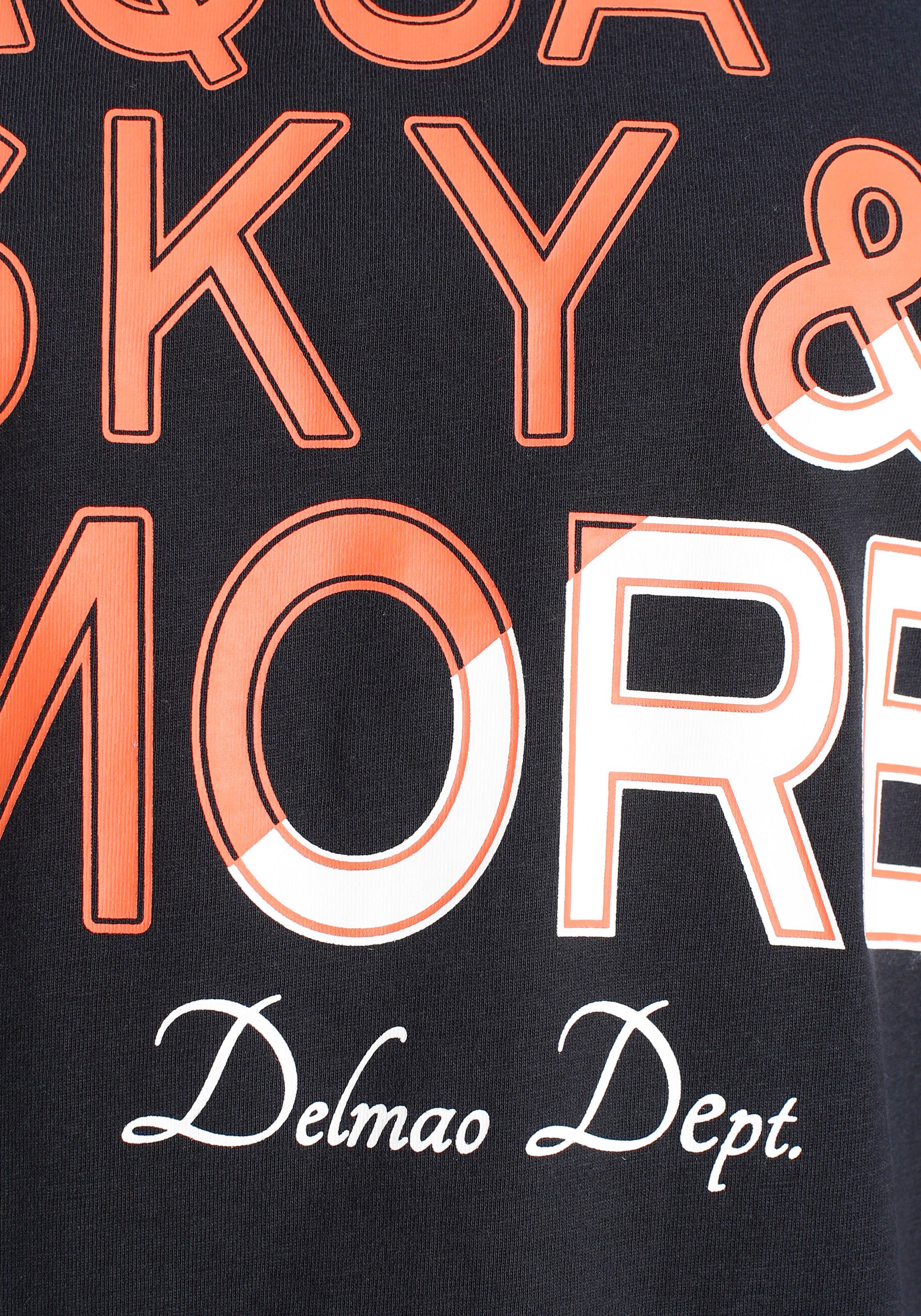 DELMAO T-shirt Korte mouw, bedrukt, ronde hals, van katoen