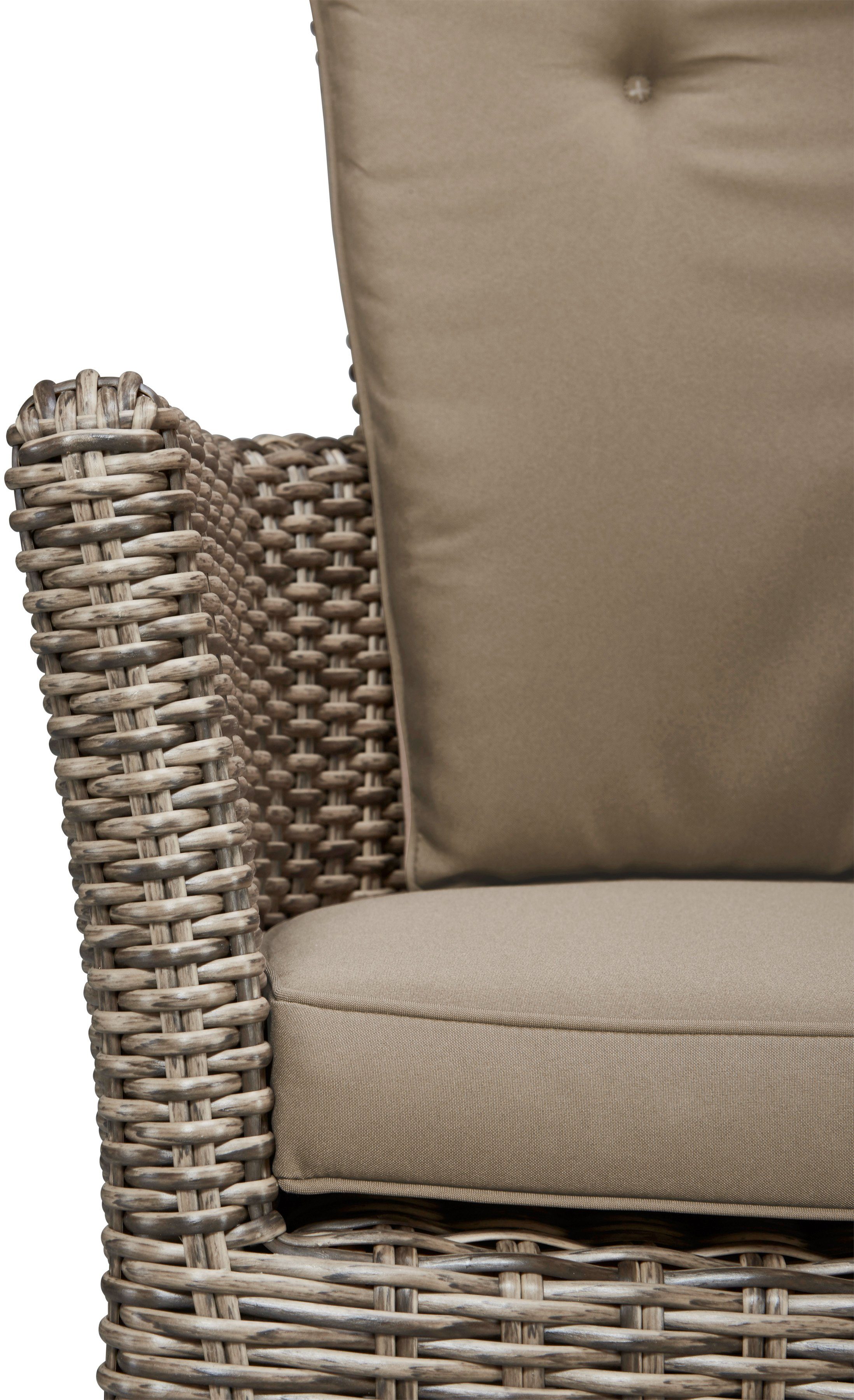 MERXX Tuinstoel Toscane set van 2, polyrotan/acaciahout, incl. kussen (set, 2 stuks)