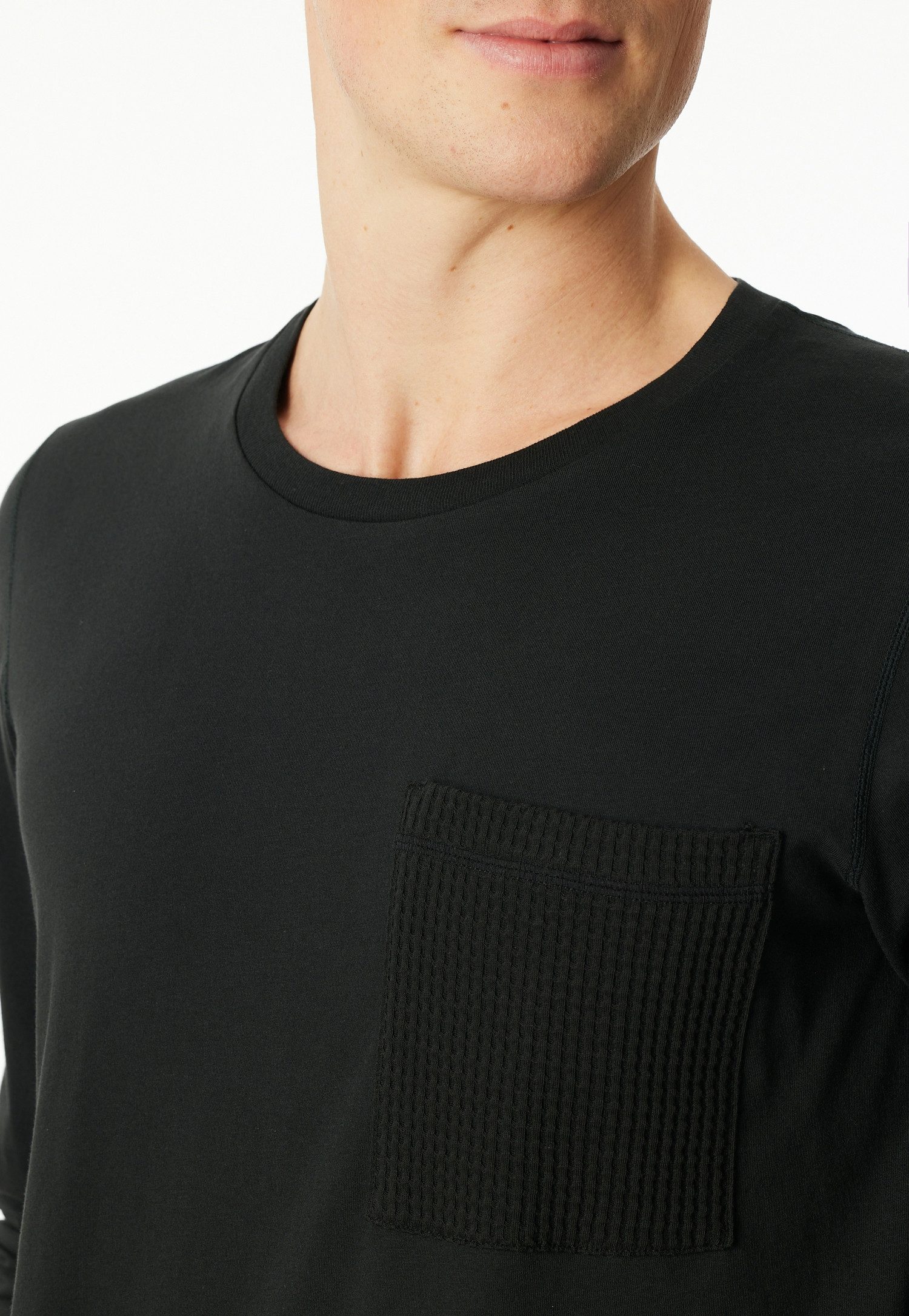 Schiesser Pyjama Modern Nightwear zijzakken, borstzak, lange mouw, katoen, single jersey (2-delig)