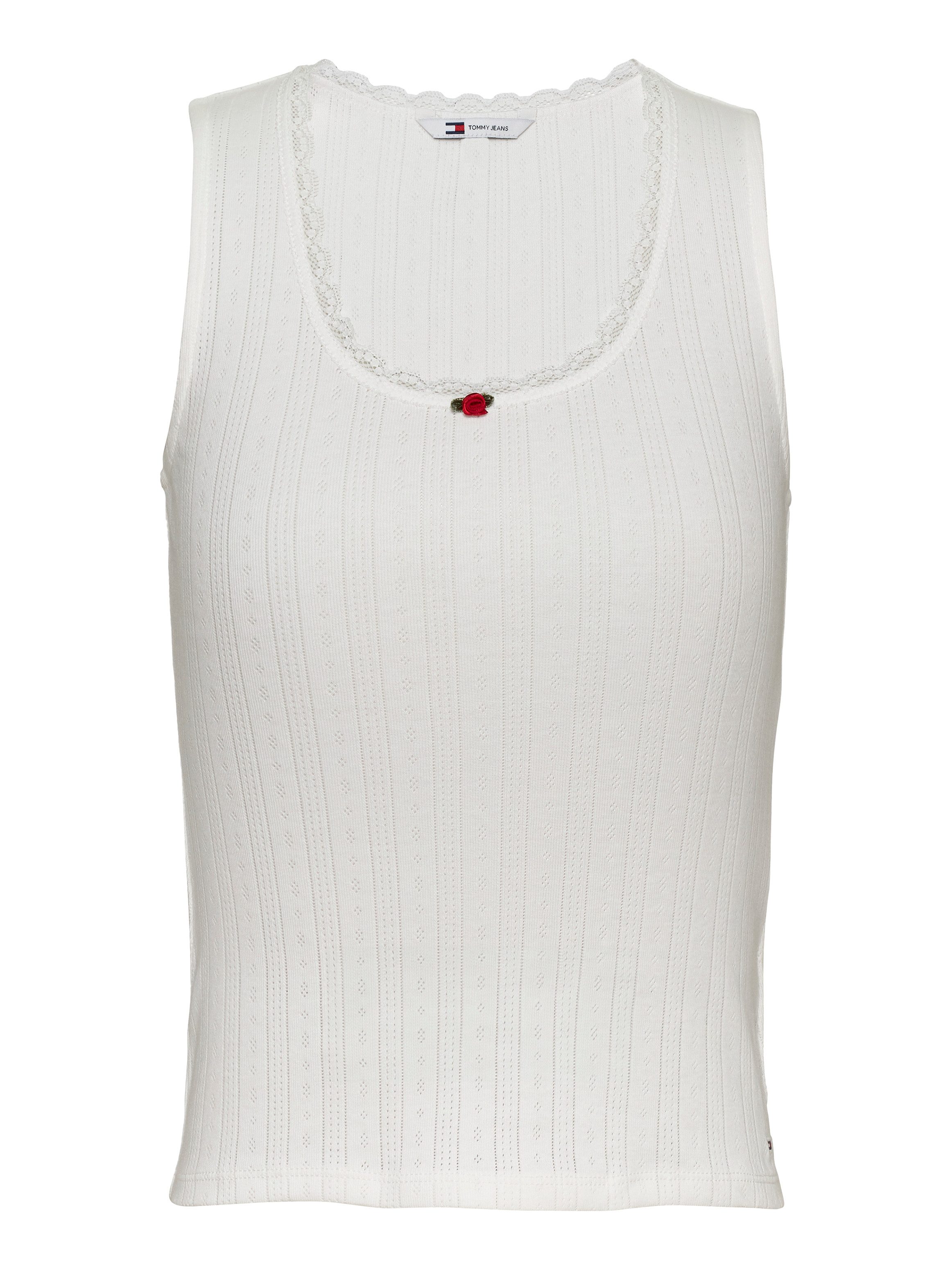 TOMMY JEANS Tanktop TJW SLIM POINTELLE TANK TOP met kant, met gaatjespatroon