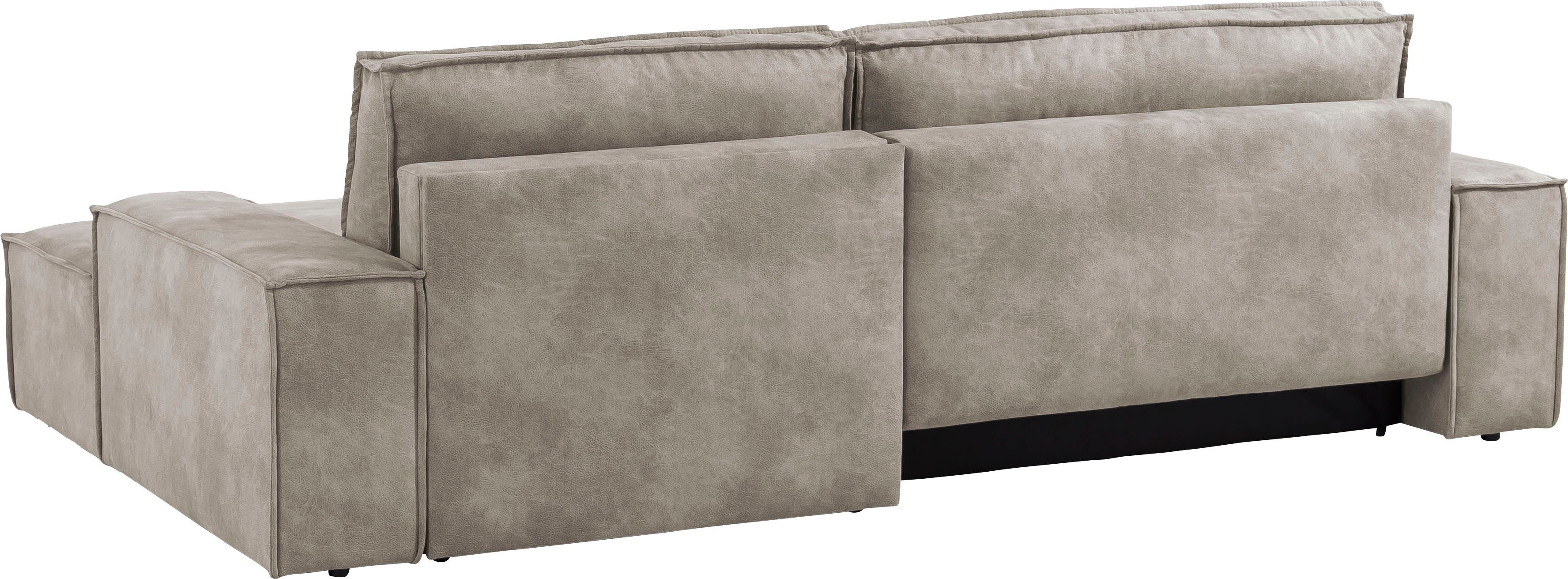 Home affaire Hoekbank SHERWOOD bedbank 267 cm, L-model, Slaapfunctie met bedlade (210x136 cm), cord, vintage, fluweel