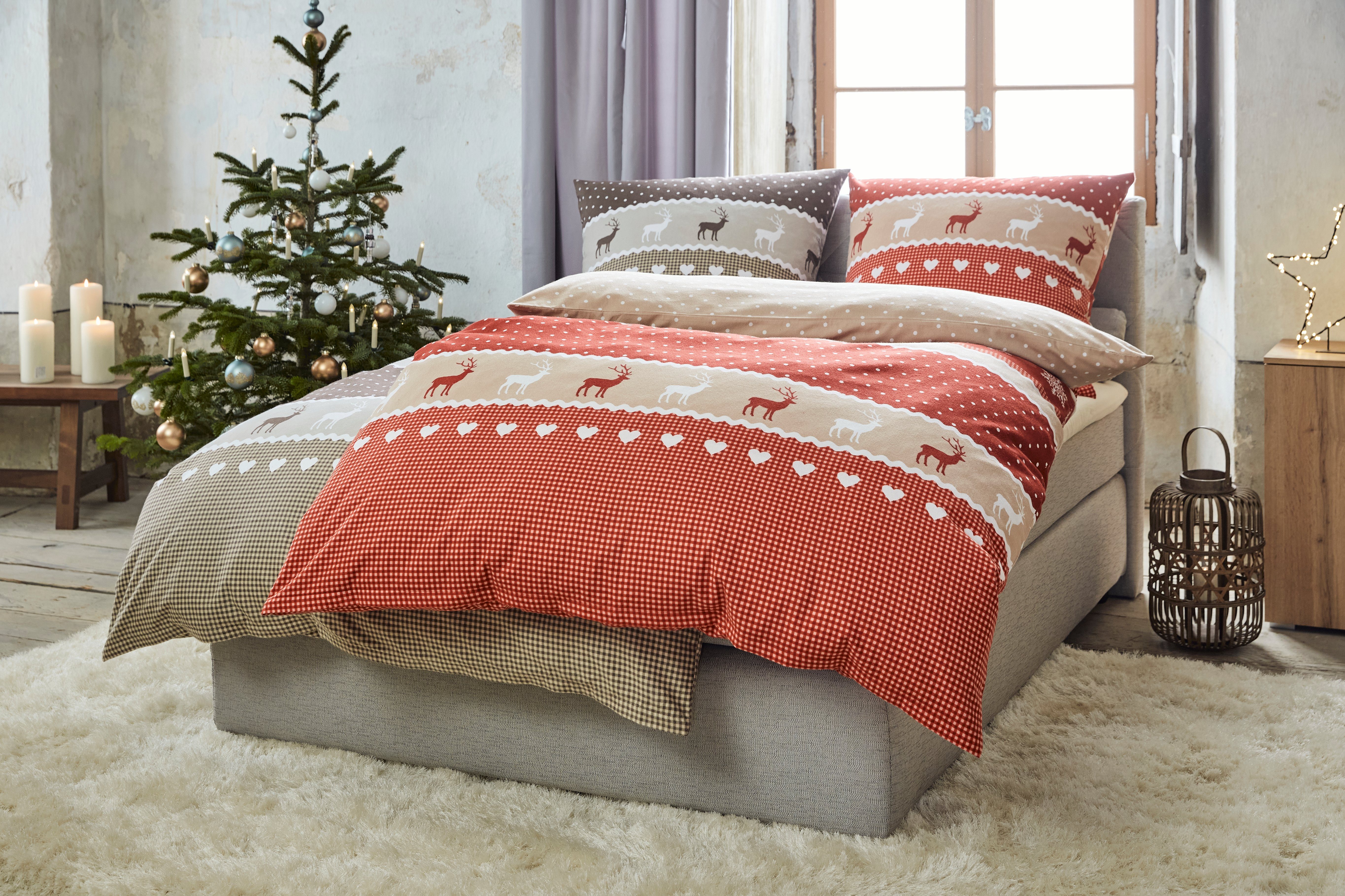 CASATEX Overtrekset Garmisch mooie hertmotieven, harten en sneeuwkristallen