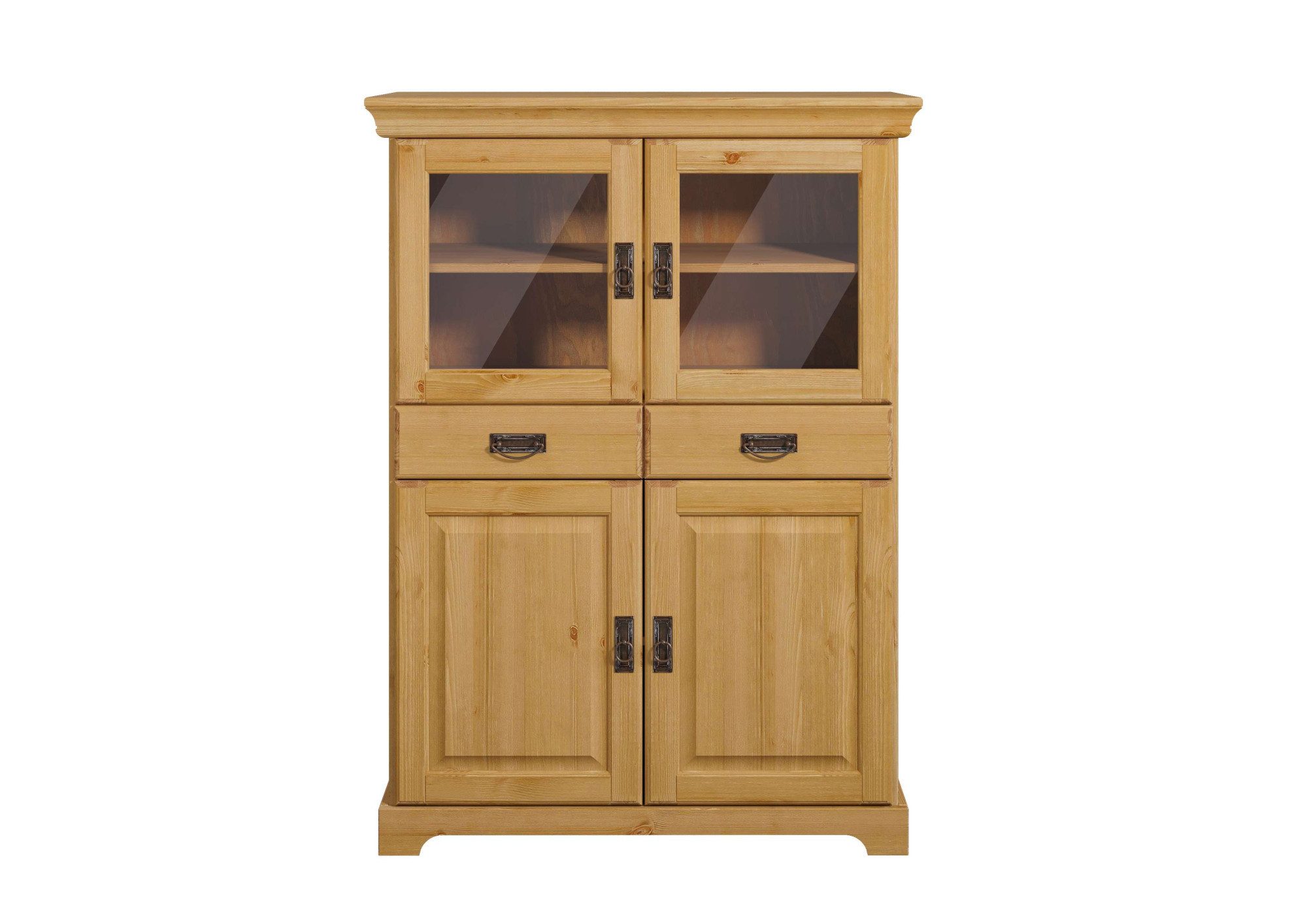 Home affaire Highboard Rügen Vitrine in landelijke stijl, gecertificeerd massief hout, hoogte 131 cm