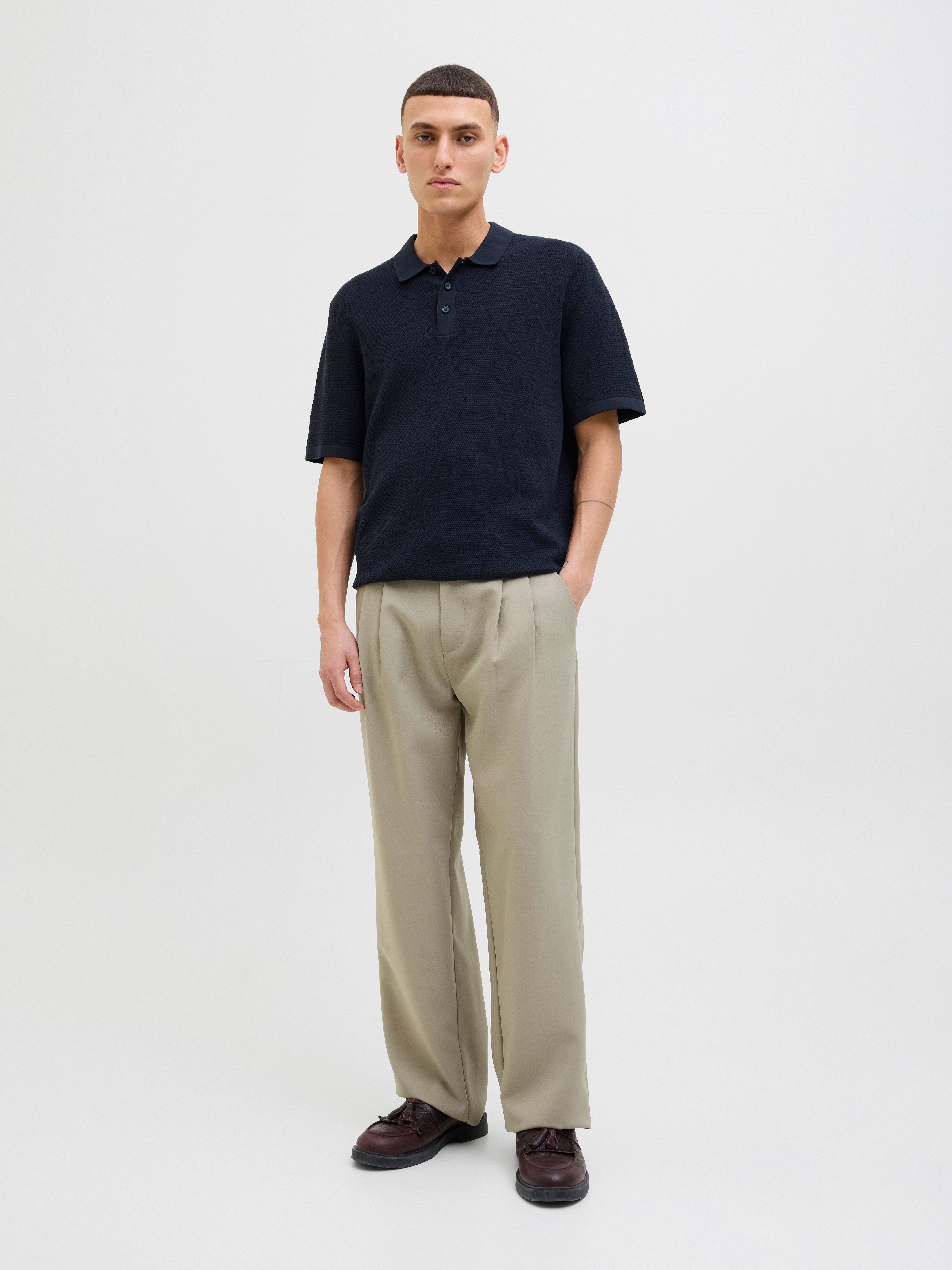 Jack & Jones Trui met korte mouwen JJEGEORGE KNIT POLO SS SN