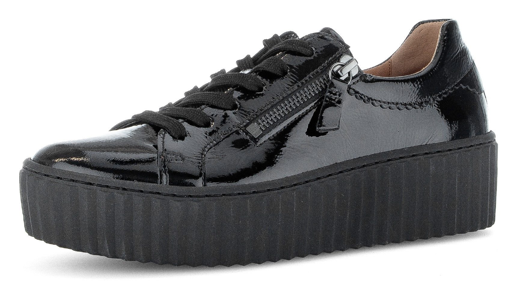 Gabor Plateausneakers , vrijetijdsschoen, lage schoen, veterschoen met best fitting-uitrusting dames lage sneakers maat 36 zwart