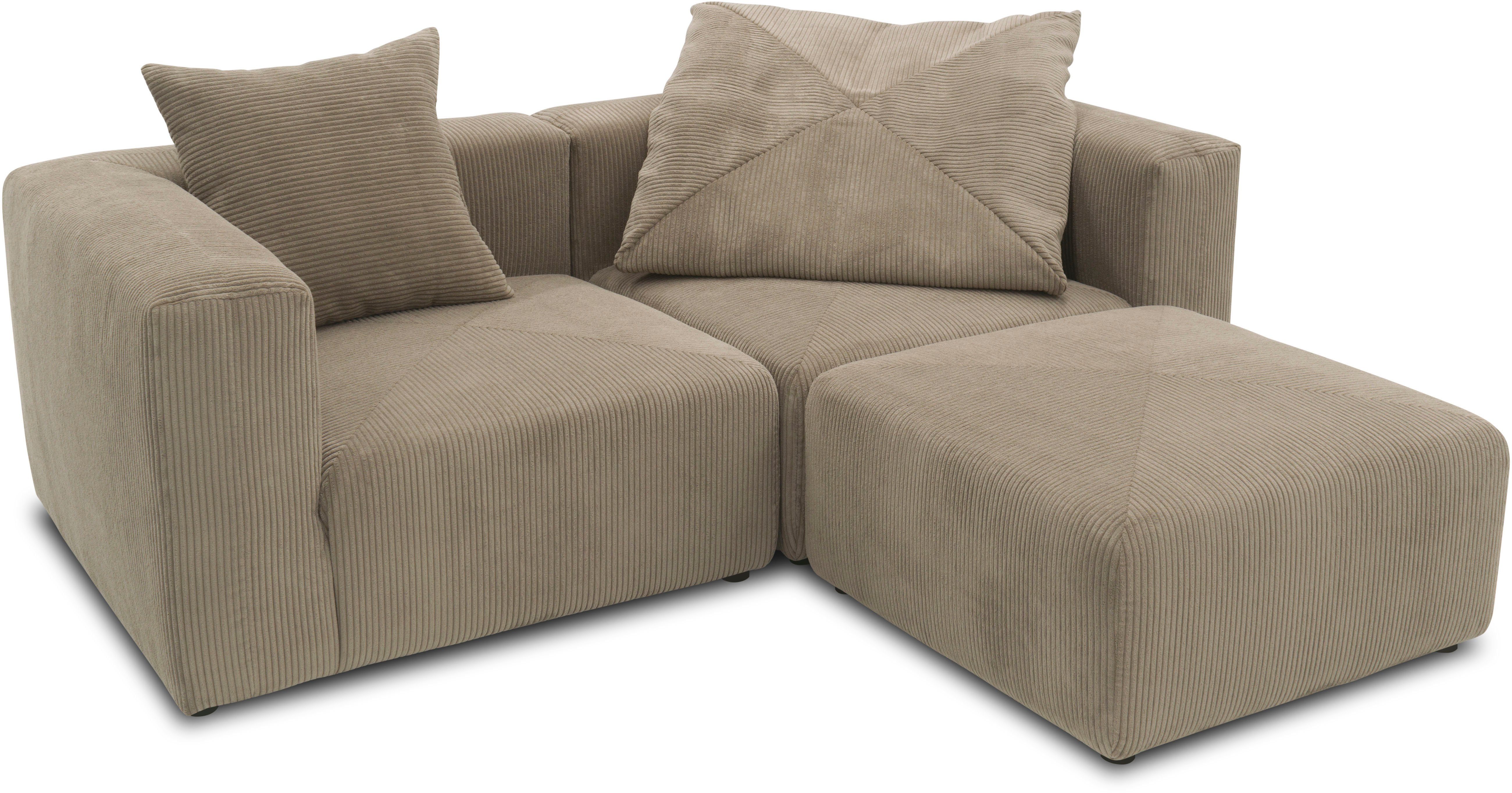 RAUM.ID Hoekbank Gerrid L-vorm Cord, modulaire bank, bestaand uit 2 hoekelementen + 1 hocker
