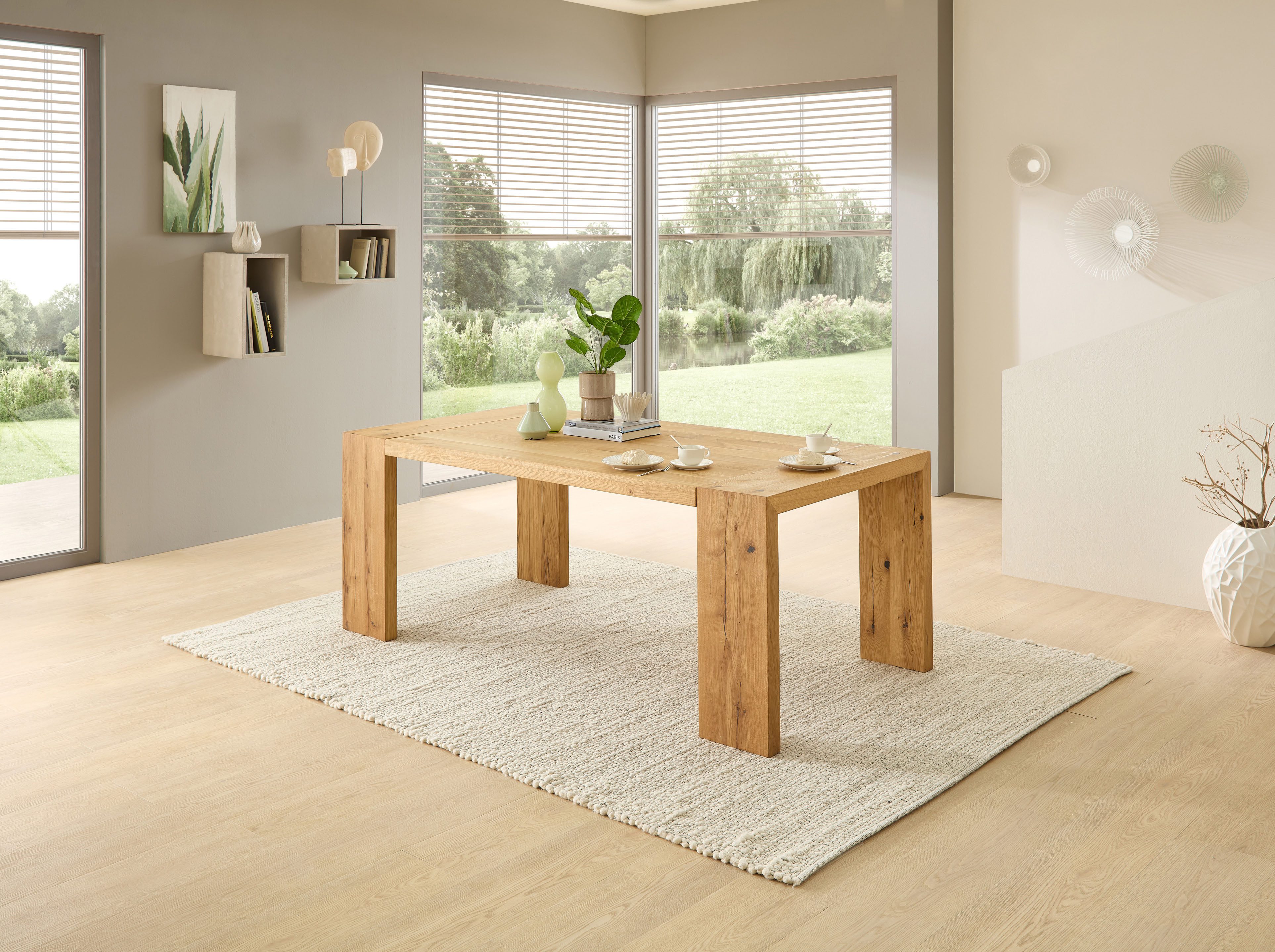 Stolkom Eettafel Anno eettafel eik massief hout geolied, FSC, BxHxD 200x76x100 cm Massief eiken geolied, FSC®-gecertificeerd, oppervlaktebelasting tot 90 kg