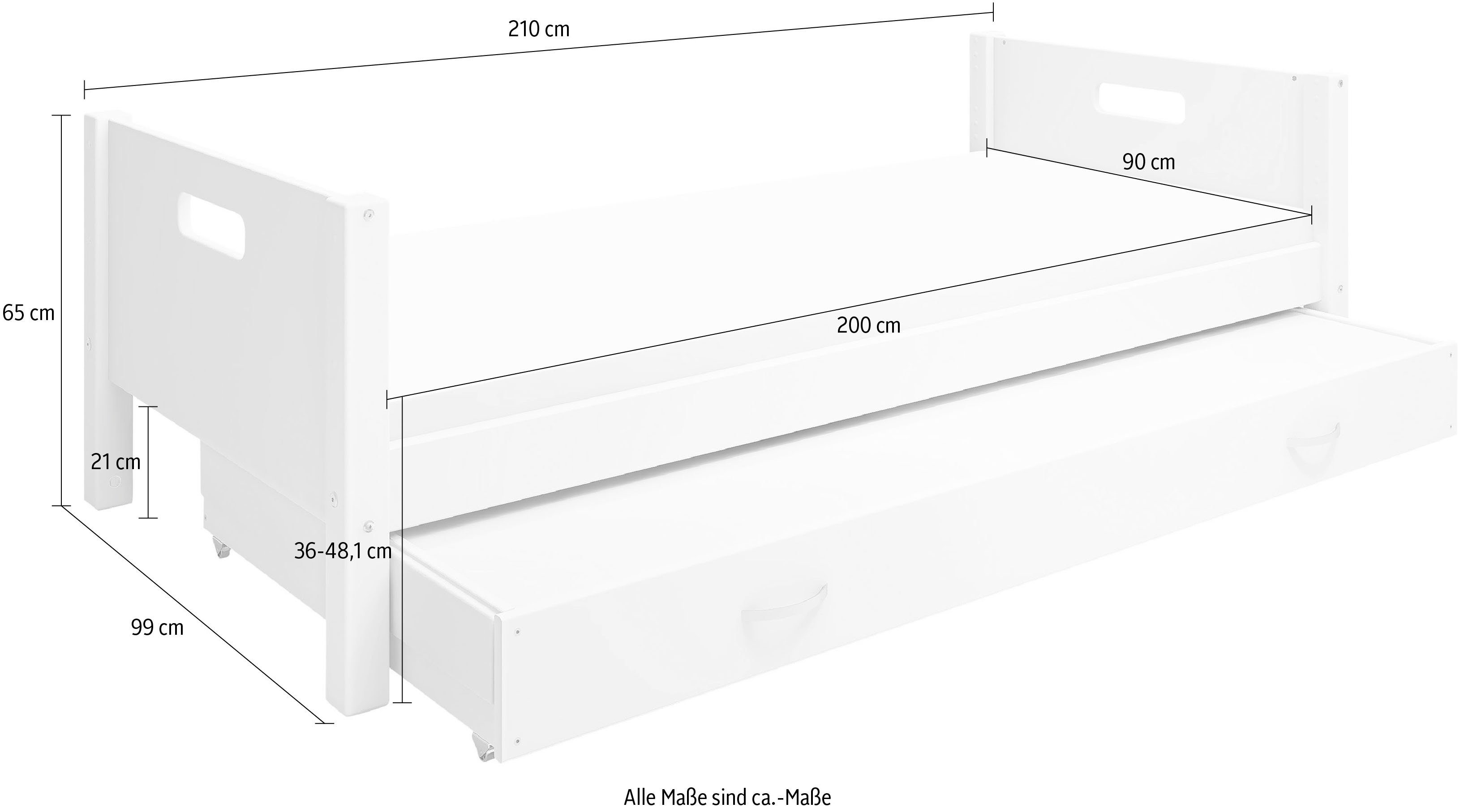 Thuka 1-persoonsledikant Nordic Kinderbed, Speelbed, Daybed, van de beste kwaliteit, stabiel, om te bouwen, met uitklapbed