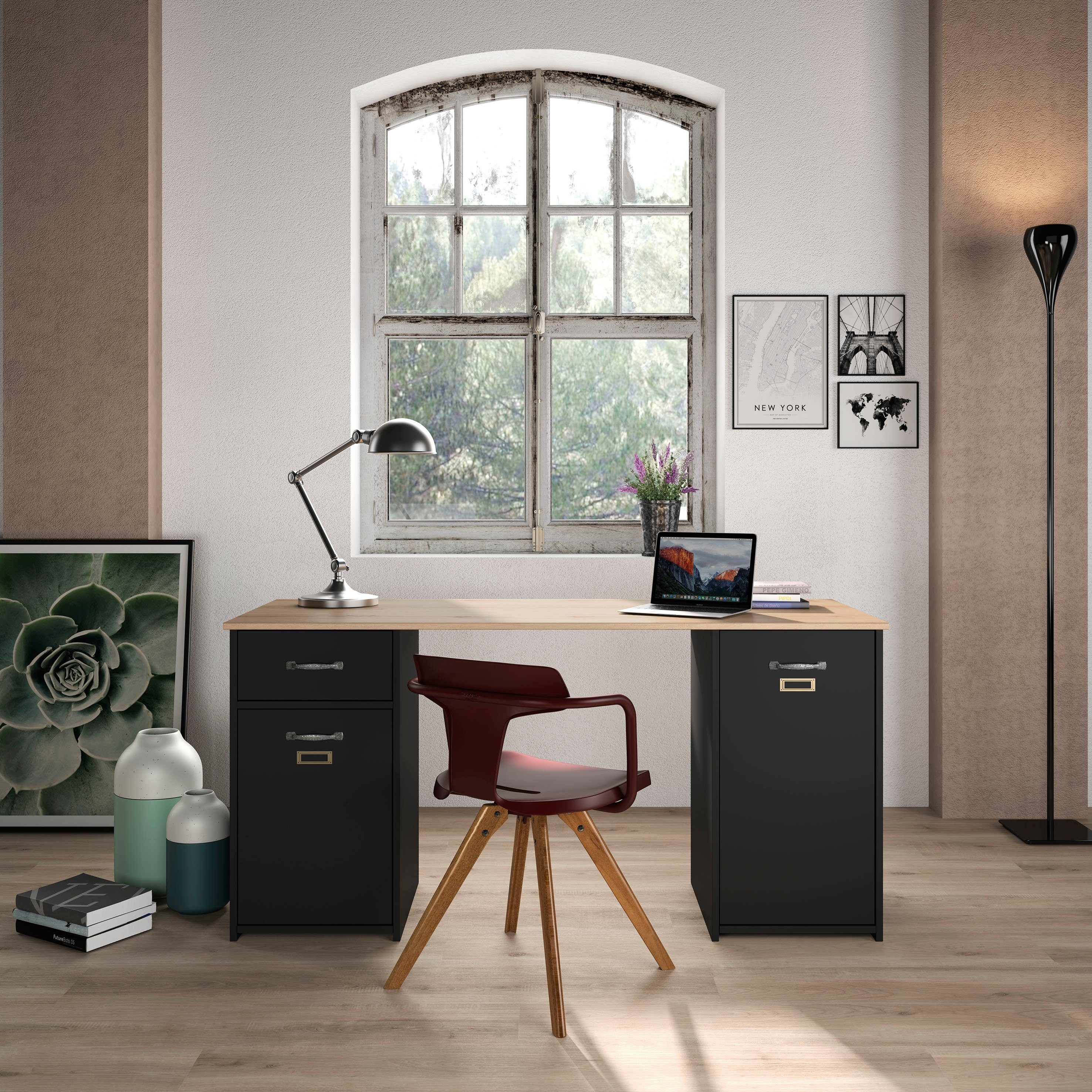 Gami Bureau BRISTOL met bergruimte bureaus zwart