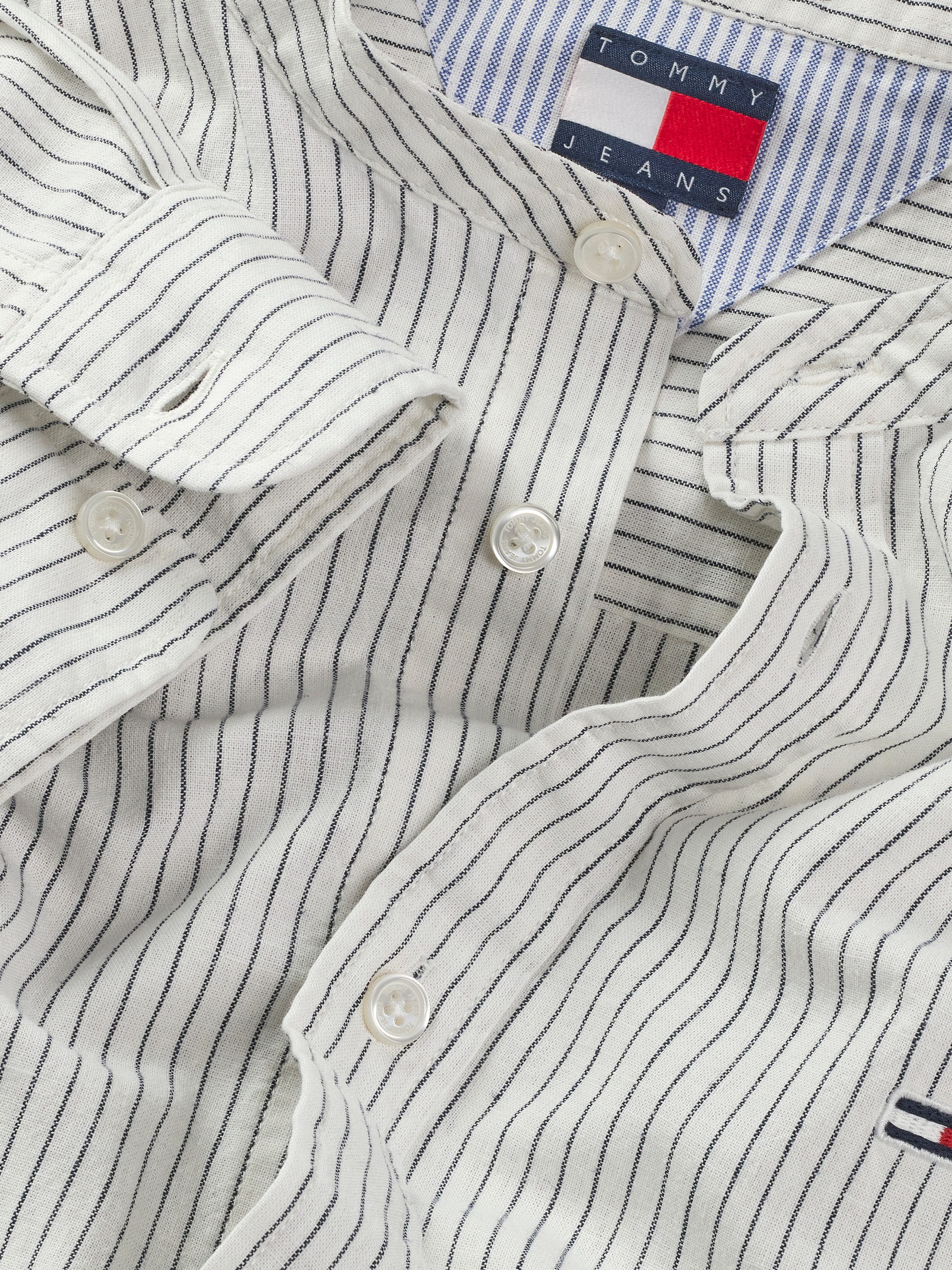 TOMMY JEANS Overhemd met lange mouwen TJM LINEN MIX BND STP SHRT EXT