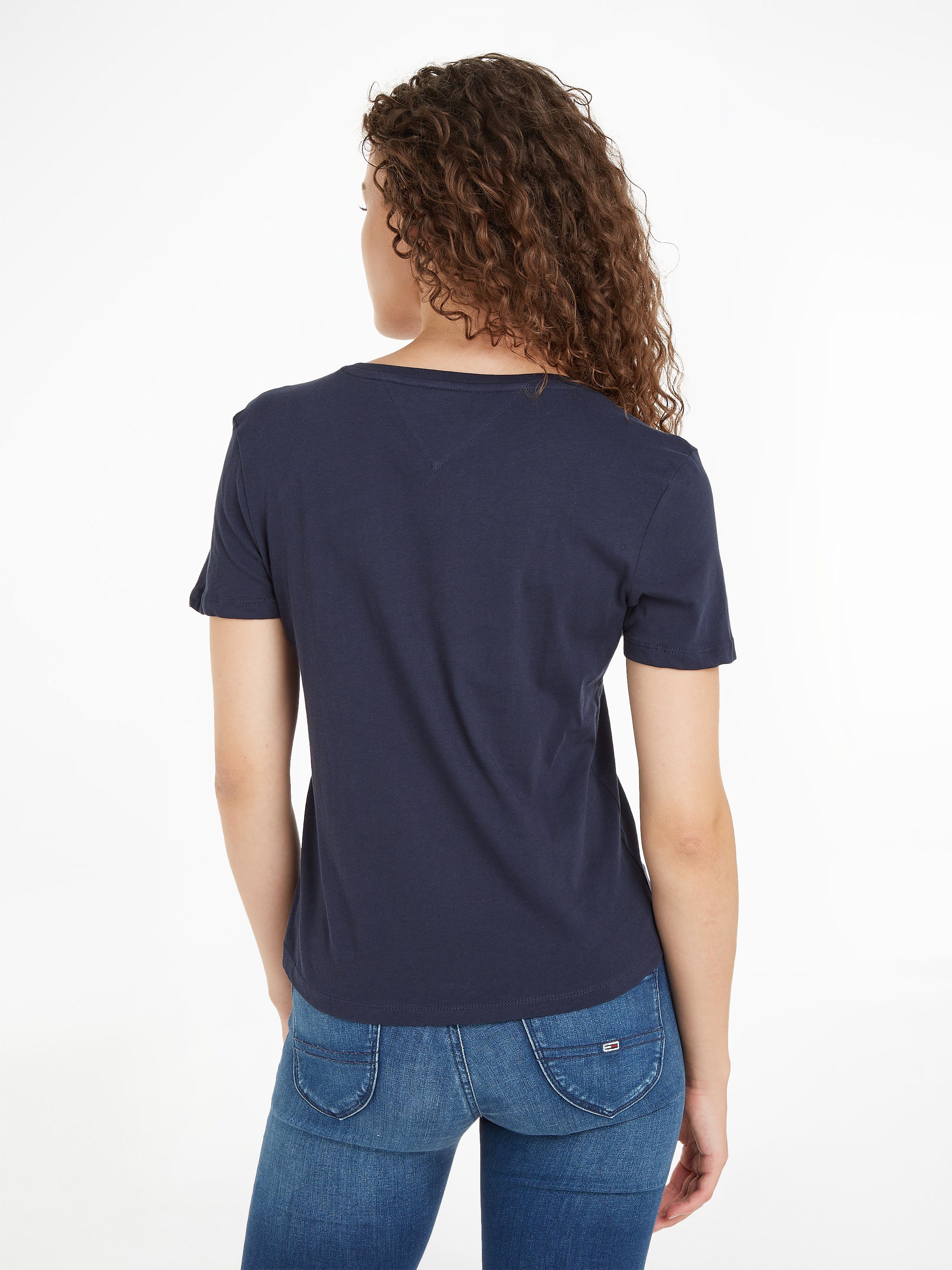 TOMMY JEANS Shirt met V-hals met tommy jeans-merklabel op borsthoogte