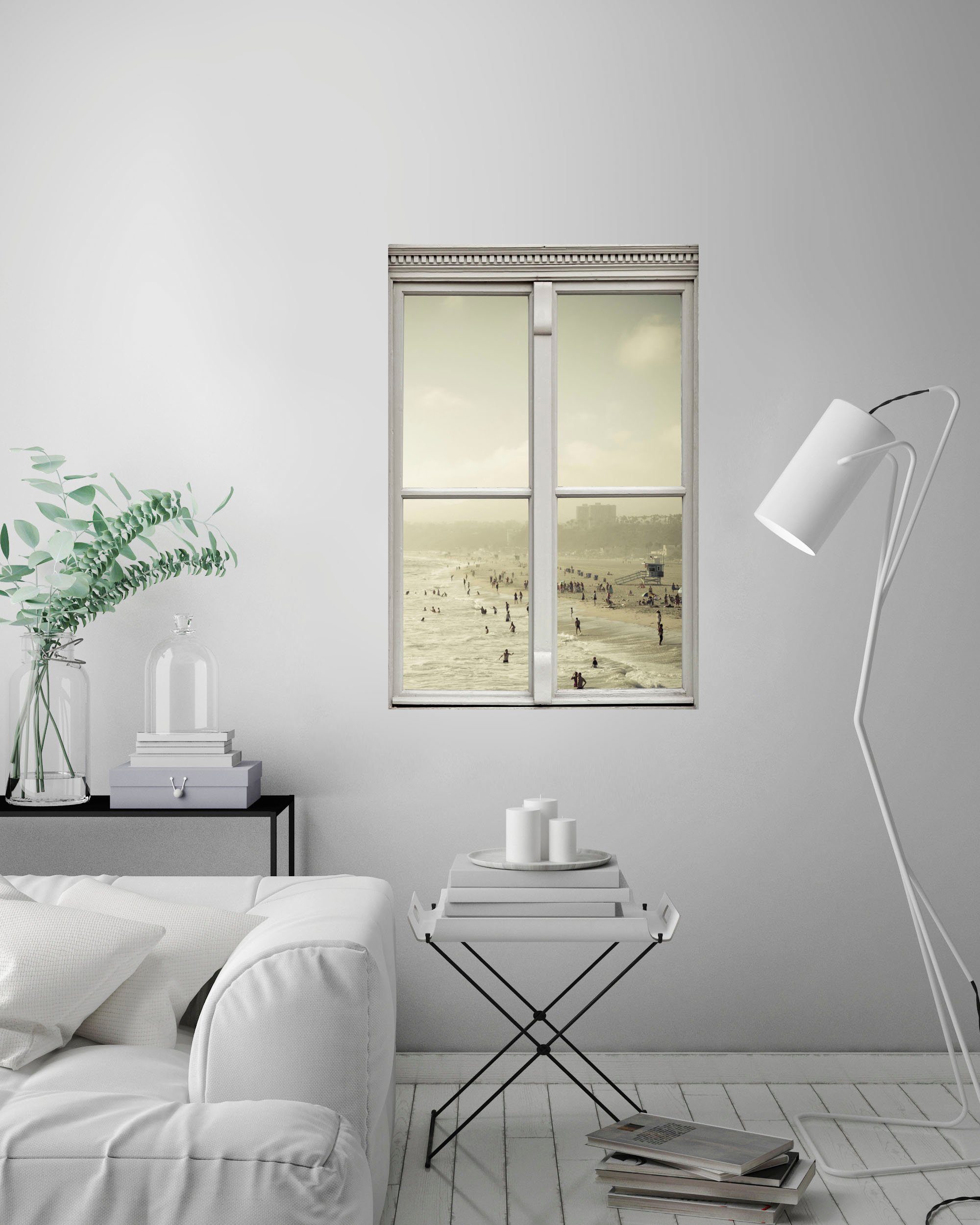 queence Wandfolie Beach Muursticker, muurdecoratie, zelfklevend, 3D, raam