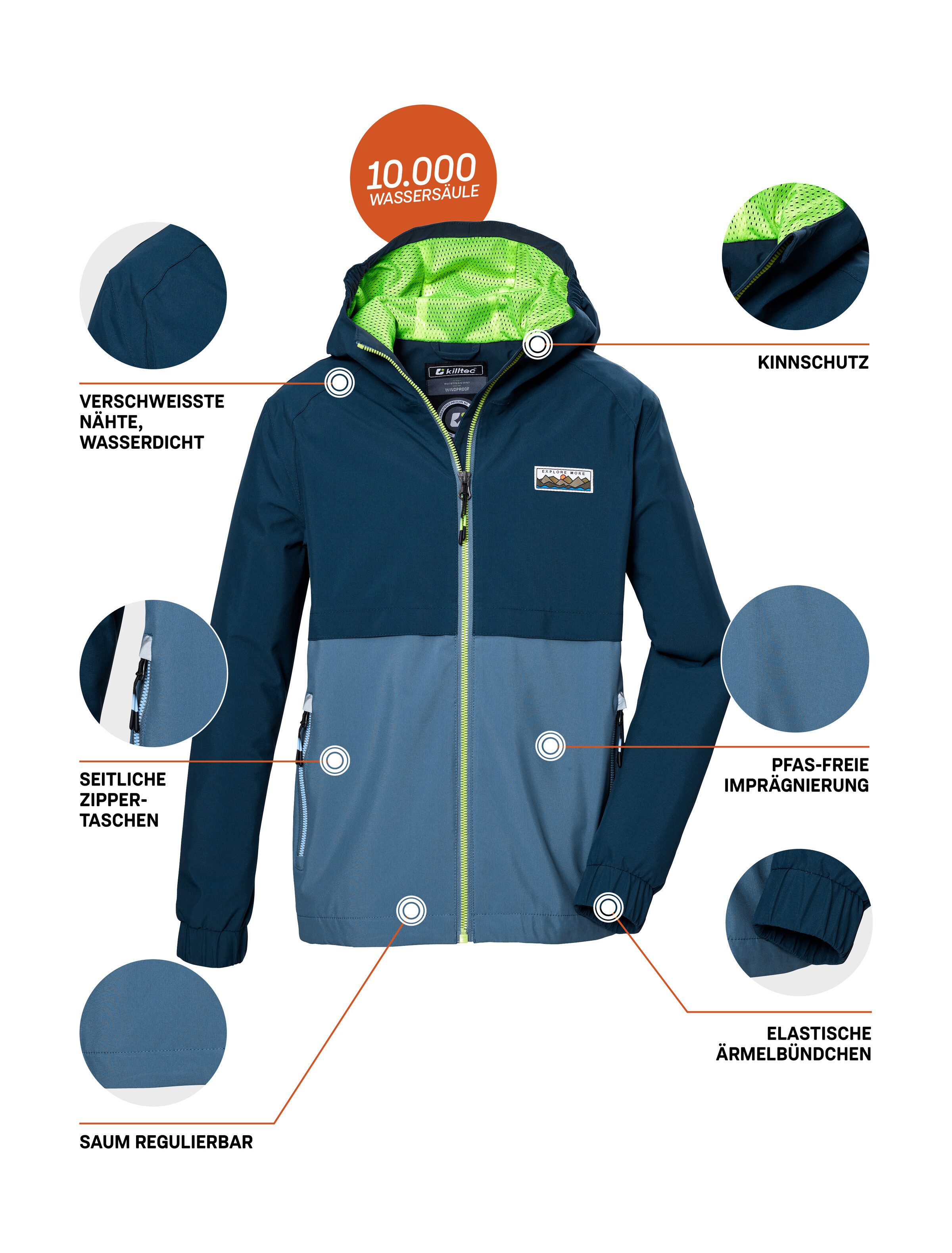 Killtec Functioneel jack KOS 141 BYS JCKT Waterdichte kinderjas, colourblock, reflecterend, PFAS-vrij