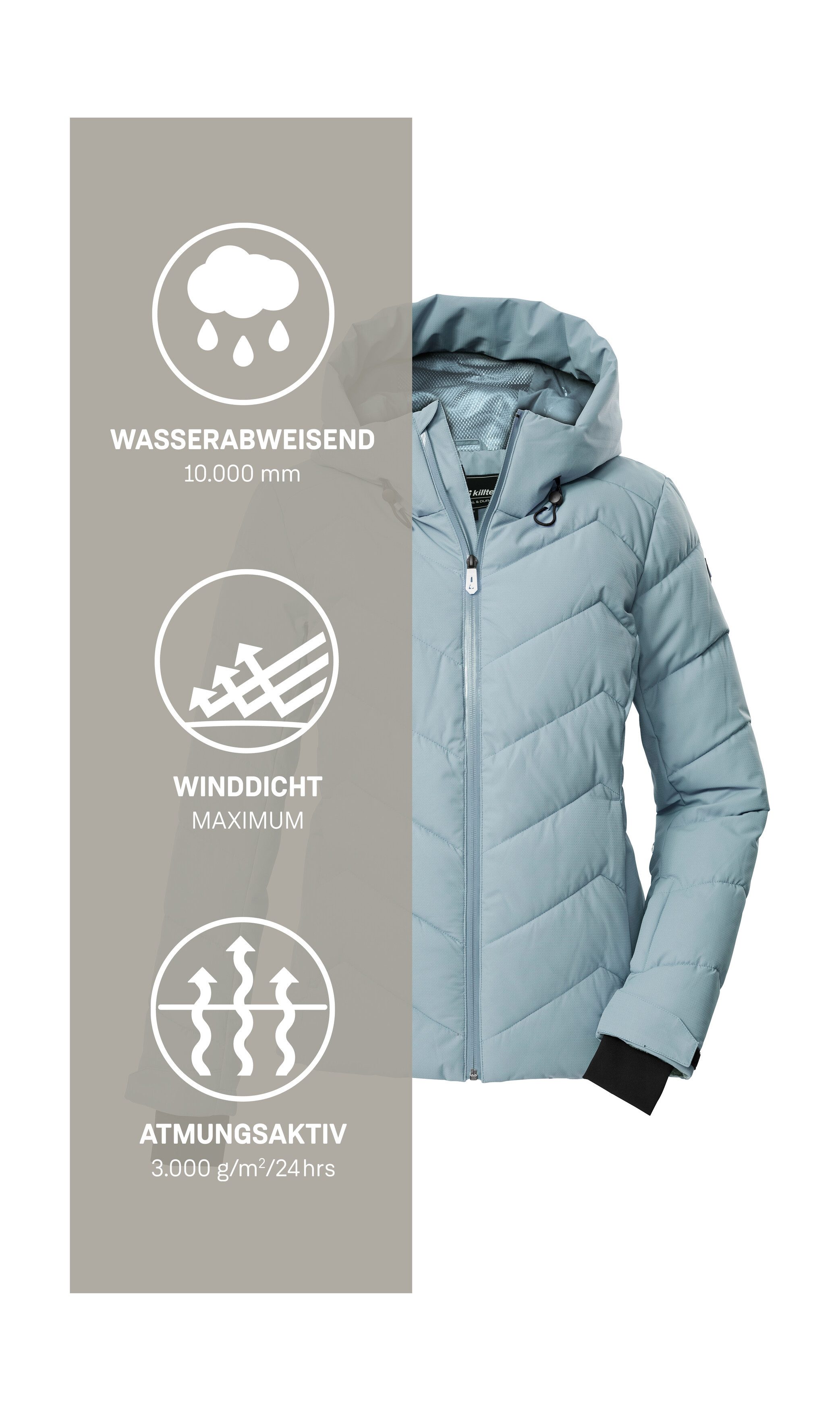 Killtec Ski-jack KSW 31 WMN SKI QLTD JCKT Winddichte, waterafstotende ski jas met donslook en sneeuwvanger
