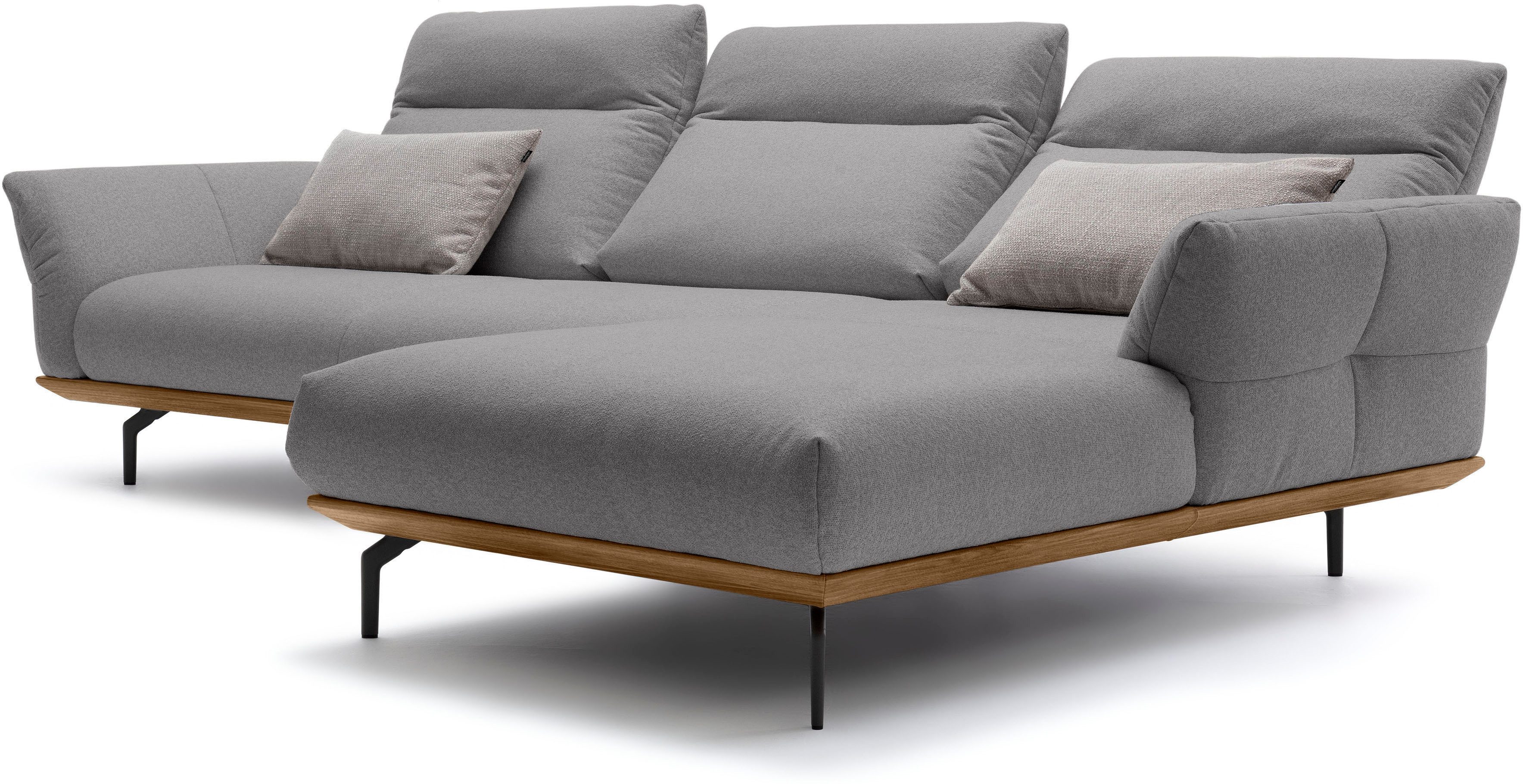 Creation BY ROLF BENZ Hoekbank Hs.460 Sokkel in walnotenhout, onderstel in umbra grijs, breedte 318 cm