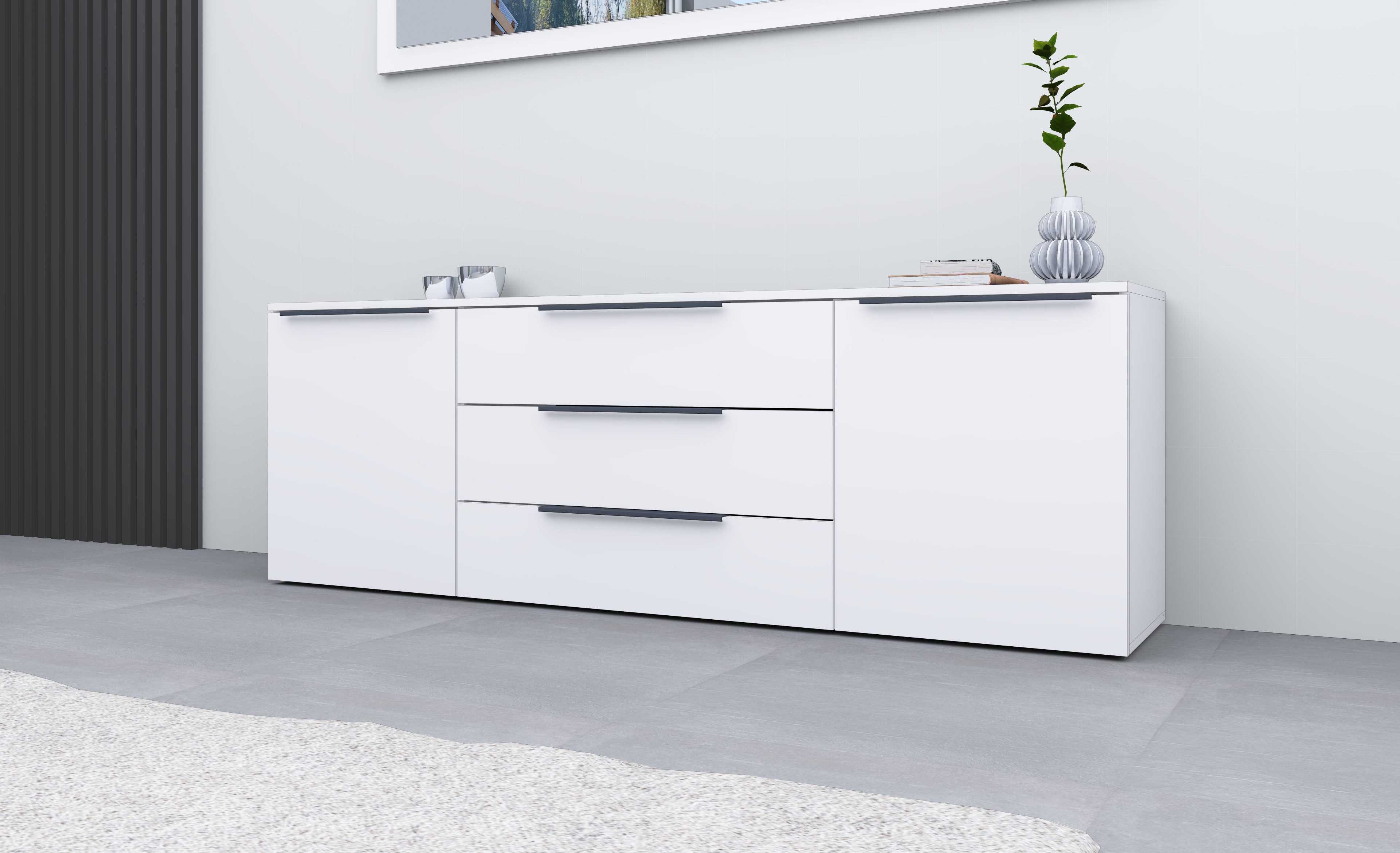 borchardt Möbel Kast Tom Aluminium grepen in grafietgrijs mat, in hoogte verstelbare legplanken