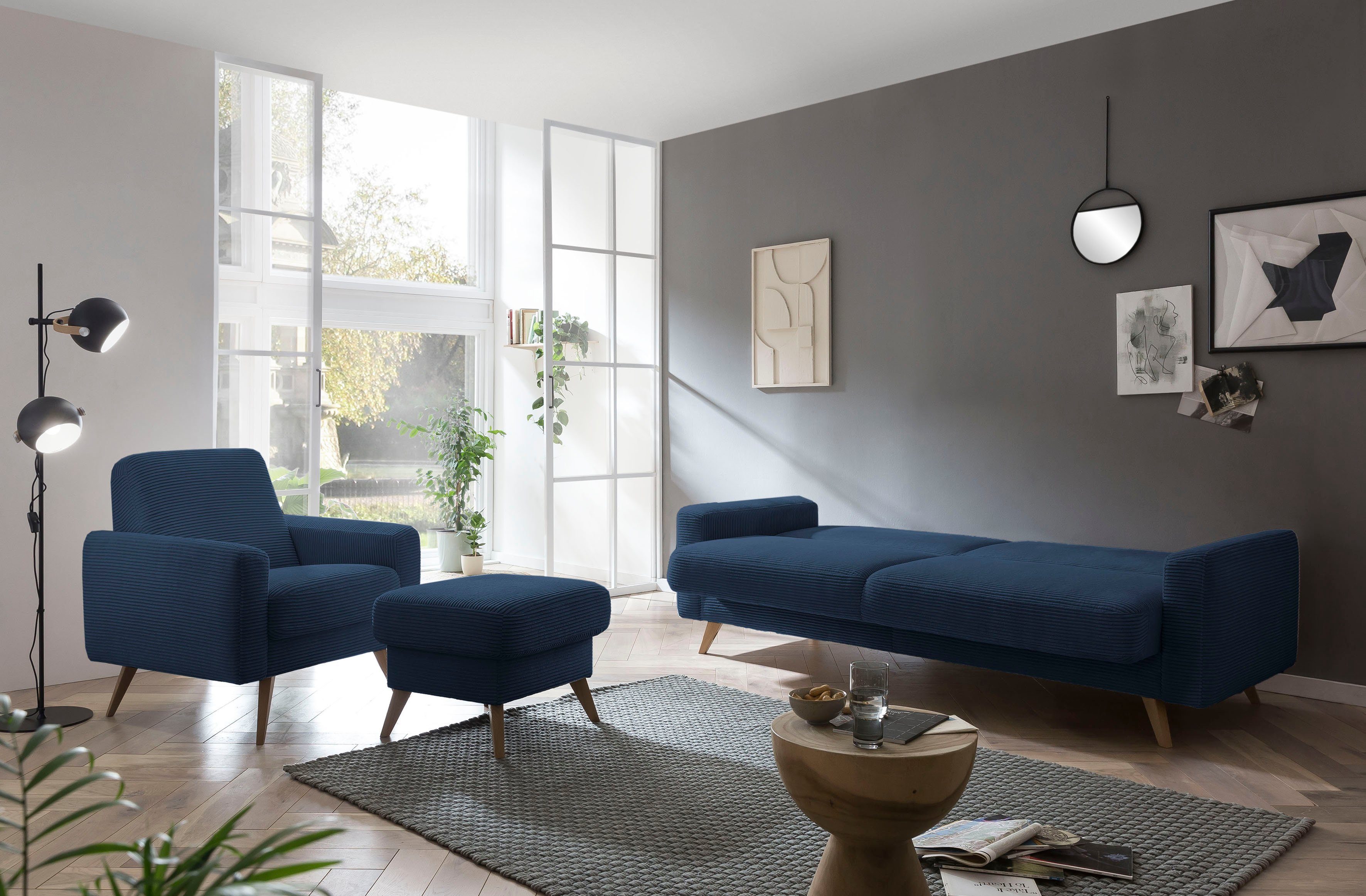 exxpo - sofa fashion 3-zitsbank Samso, elegant en comfortabel, actuele cord bekleding, kantelbank