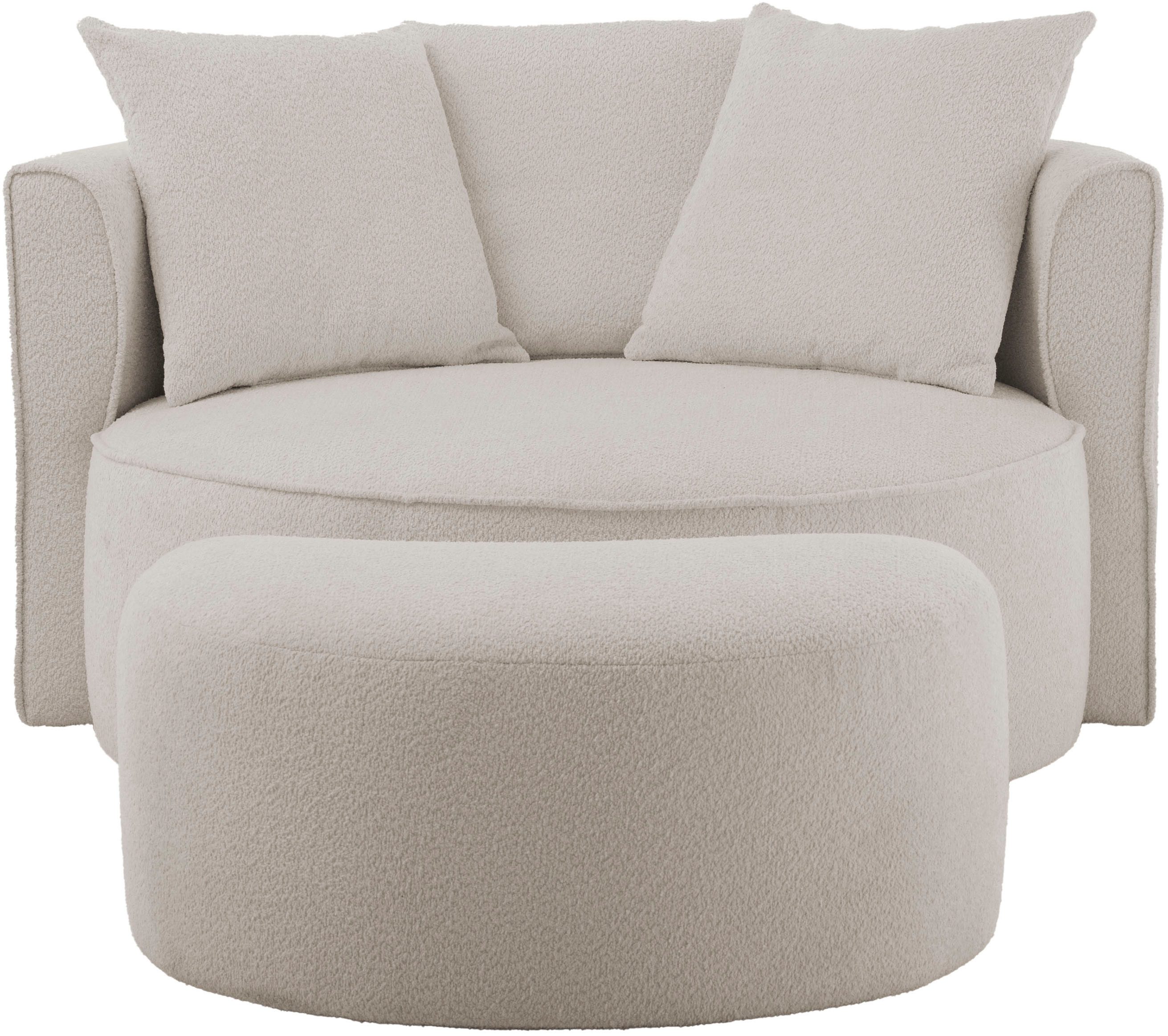 LeGer Home by Lena Gercke XXL-fauteuil Isalie, ronde stoel met voetensteun, leesstoel, loveseat, grote stoel (set)