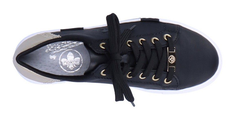 Rieker Plateausneakers met metallic hielkap, vrijetijdsschoen, lage schoen, veterschoen