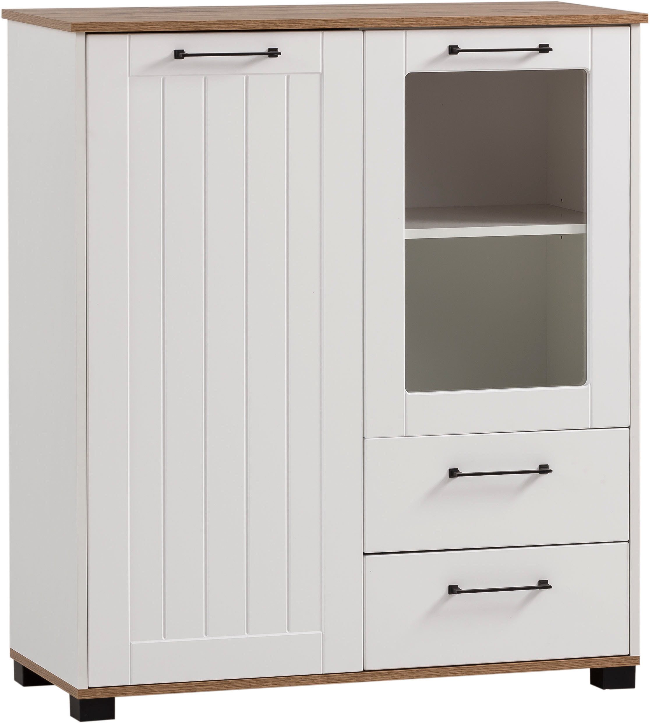 Schildmeyer Highboard Jelda, breedte 99 cm Fronten in landhuisstijl, deur rechts met glaselement highboards wit