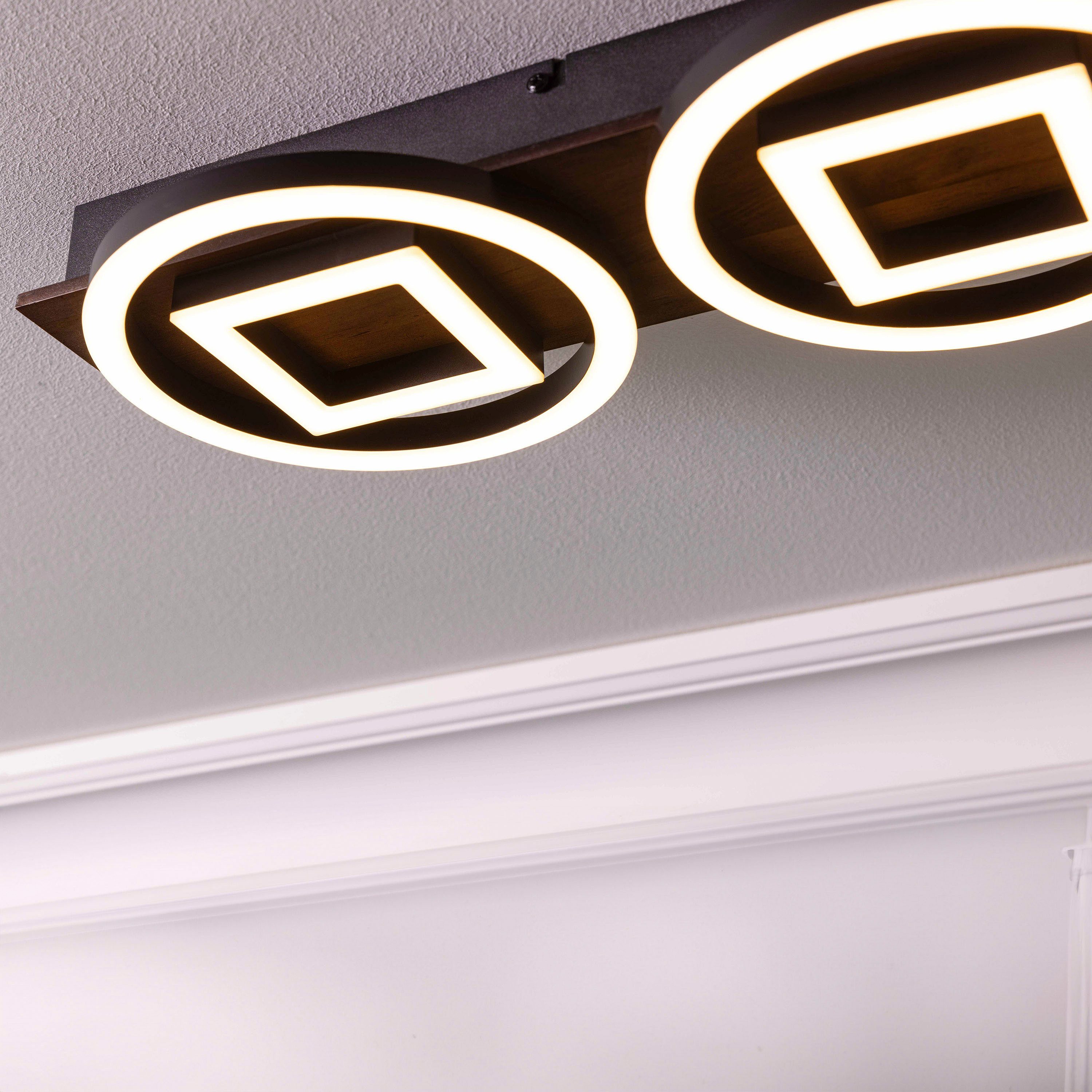 Brilliant Leuchten Led-plafondlamp Maureen LED plafondlamp, 67x20 cm, 3500 lm, 3000 K, dimbaar, zwart mat (1 stuk)