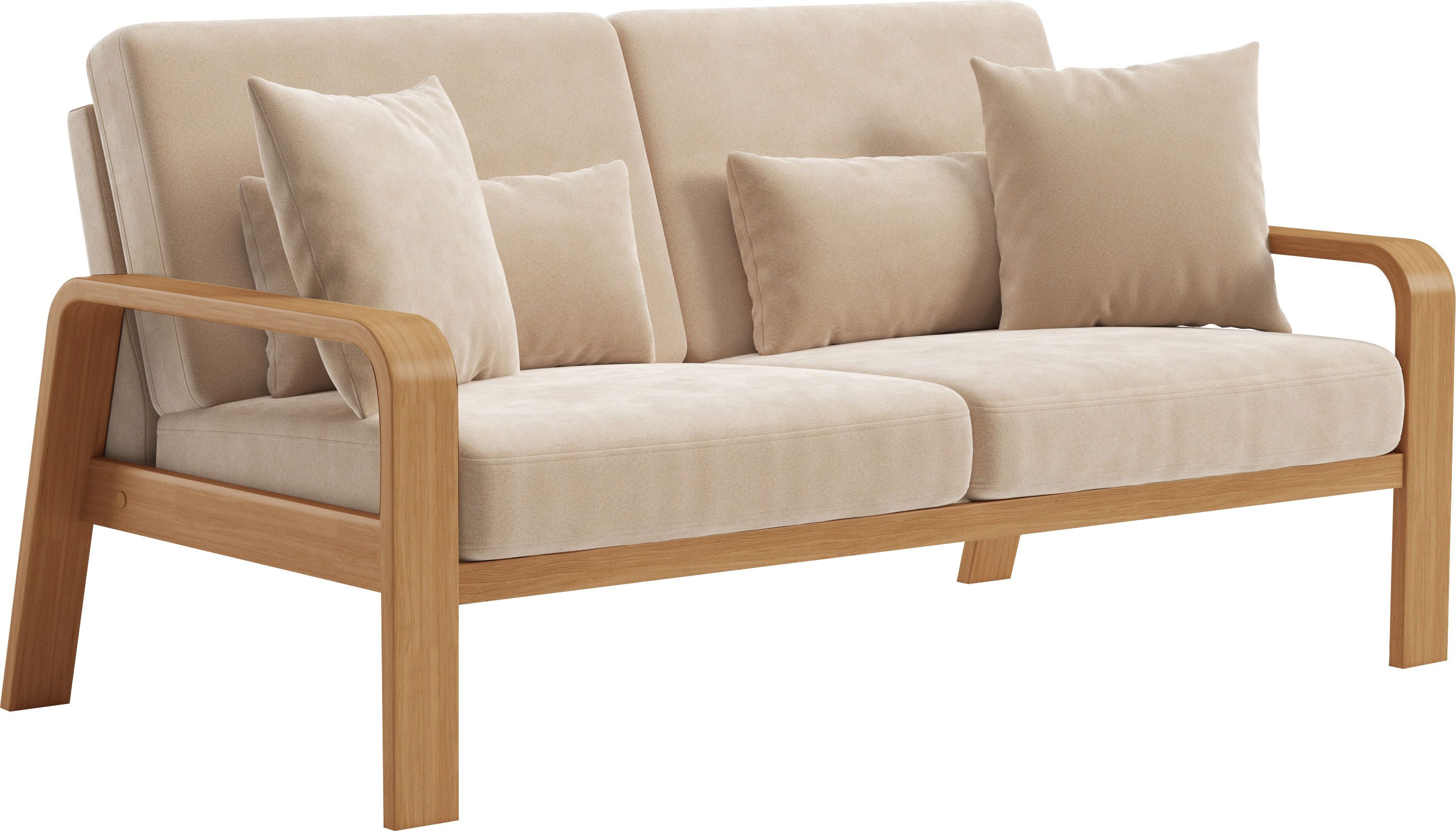 sit&more 2,5-zitsbank Kolding Armleuningen van eikenkleurig beukenhout, verschillende bekledingen en kleuren