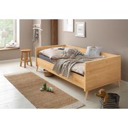 luettenhuett bed ellen van massief grenenhout, in 2 verschillende kleuren, met houten poten beige