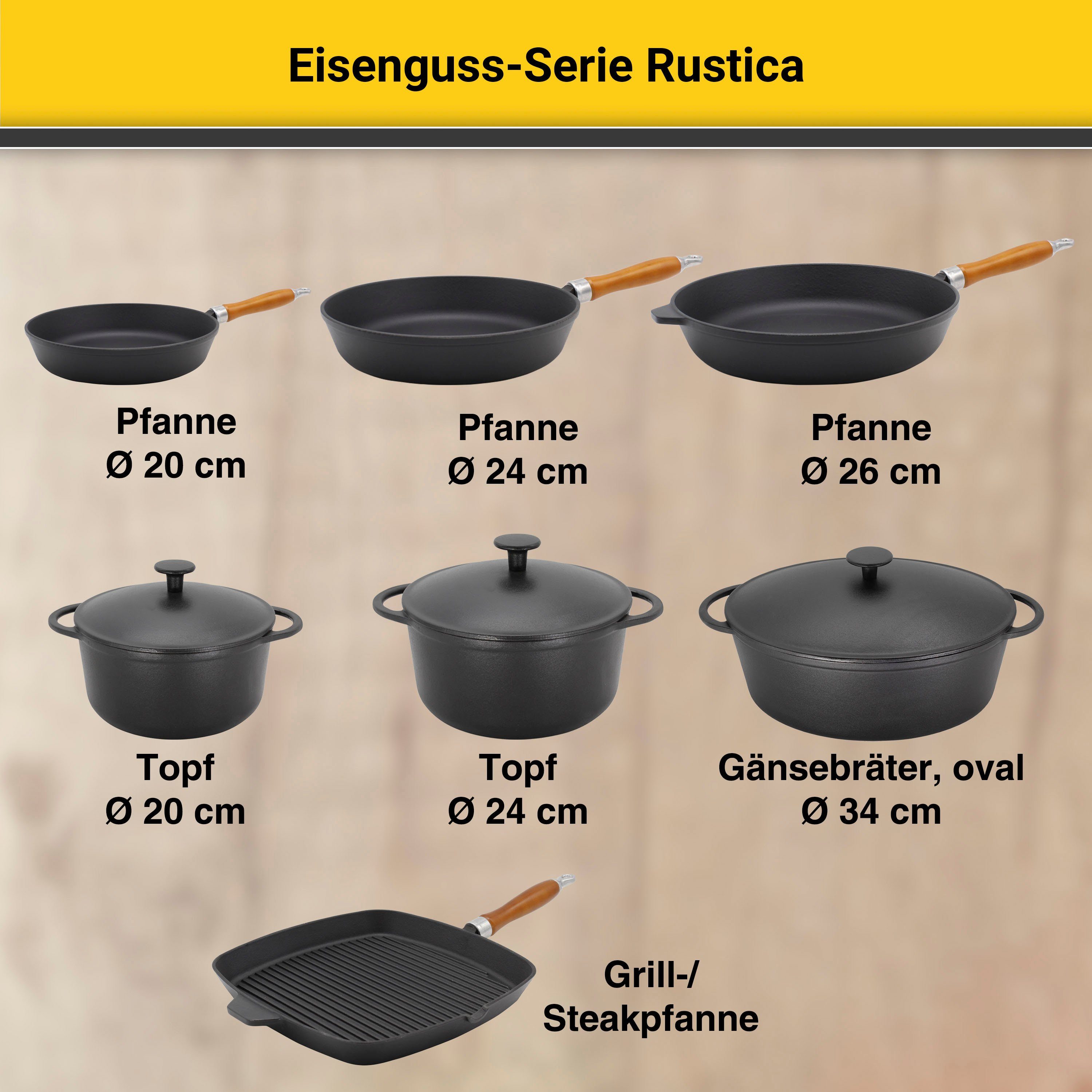 Krüger Koekenpan Gietijzeren koekenpan RUSTICA voor inductiekookvelden geschikt (1-delig)