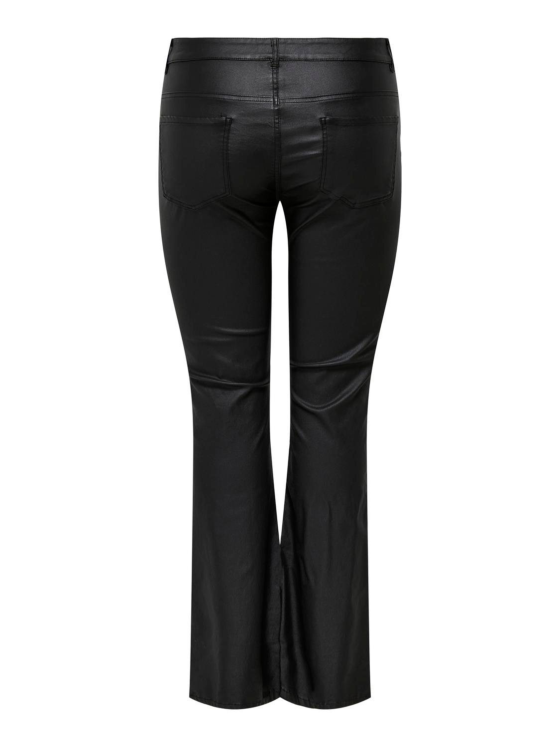 ONLY CARMAKOMA Imitatieleren broek CARBLUSH MID FLARED COATED PNT NOOS