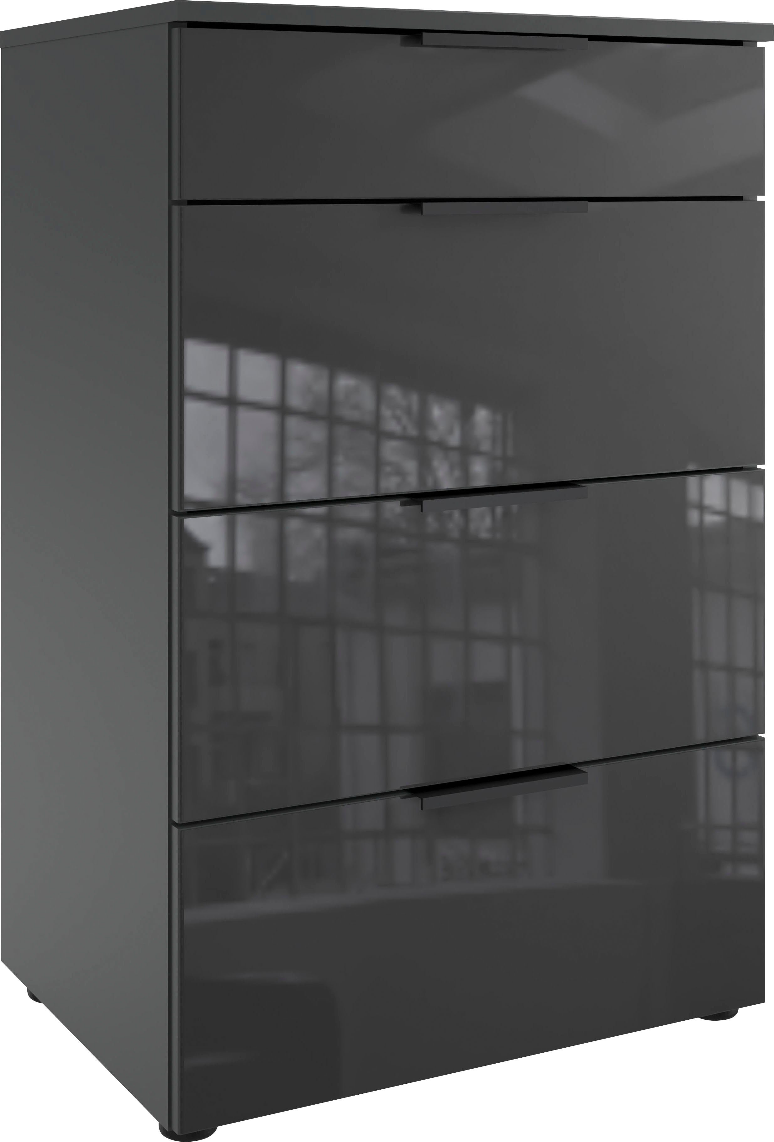 wimex ladekast level36 black c by fresh to go met glazen elementen aan de voorkant, soft-close functie, 54 cm breed wit