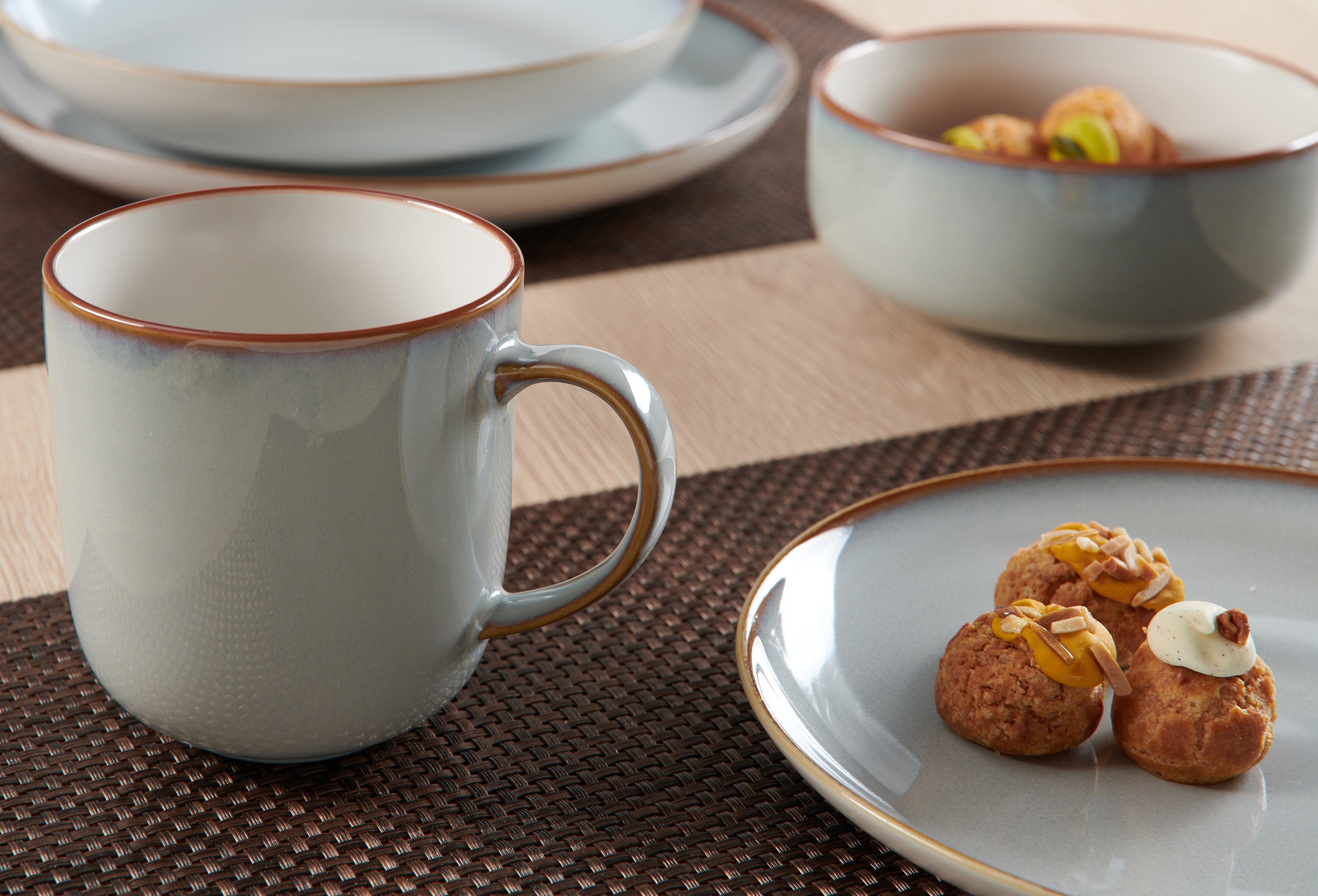 Ritzenhoff & Breker Ontbijtservies set Portofino (bord, schaal, koffiekopje) Reactief glazuur, elk exemplaar is uniek, 12 delen, voor 4 personen (set, 12-delig)
