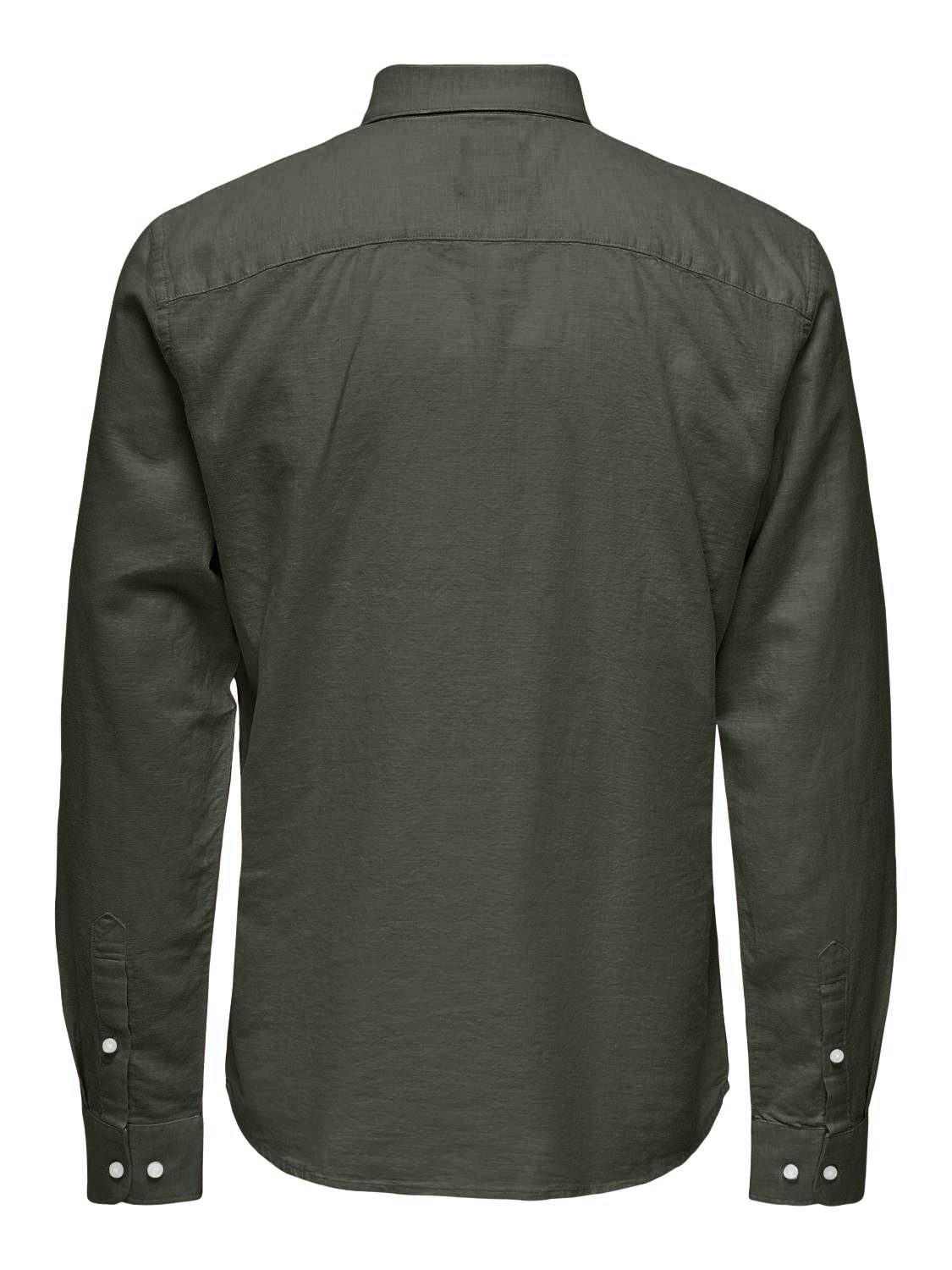ONLY & SONS Overhemd met lange mouwen ONSCAIDEN LS SOLID LINEN SHIRT NOOS
