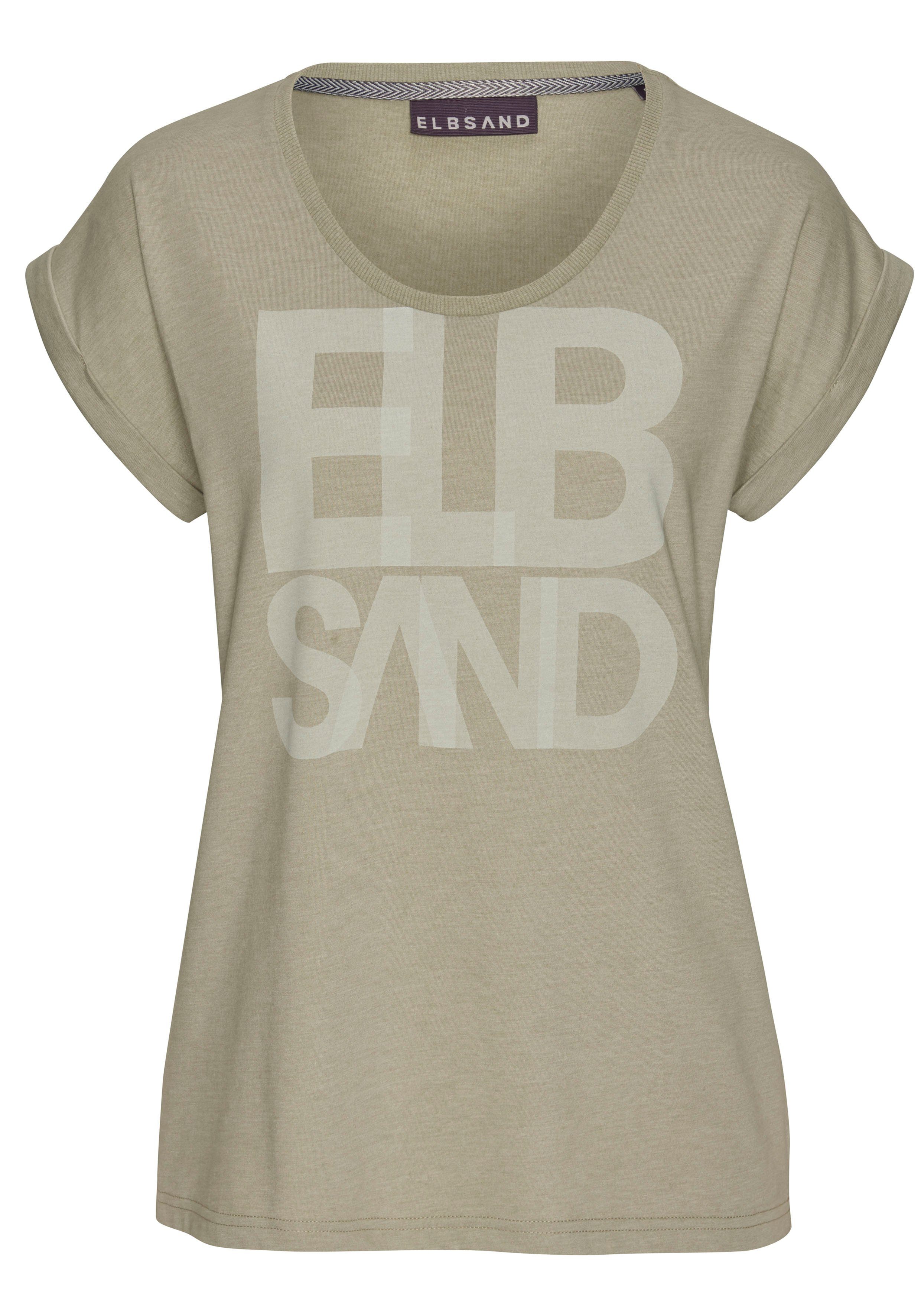 Elbsand T-shirt Eldis met logoprint, korte mouwen shirt van katoenmix, sportief-casual