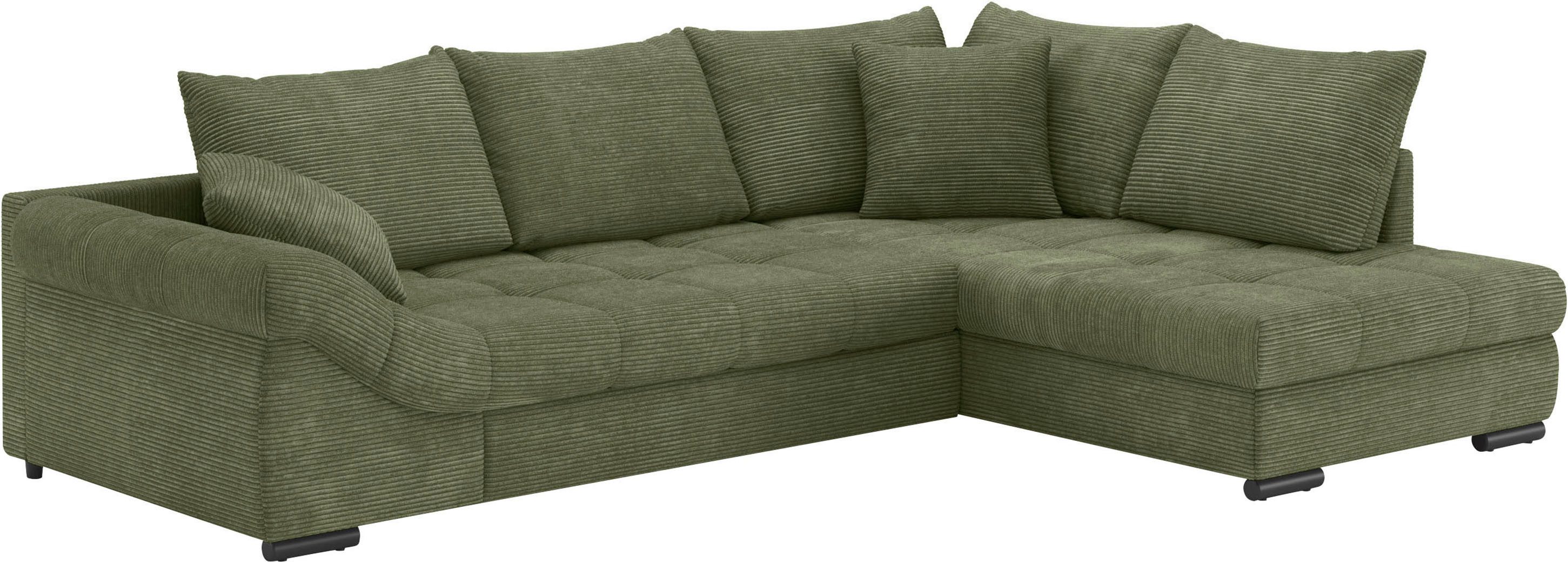 Mr. Couch Hoekbank Allegro, L-vorm met hoogslaper beduitbreiding, optioneel met koudschuim groen, hoekbanken, Ottomane rechts