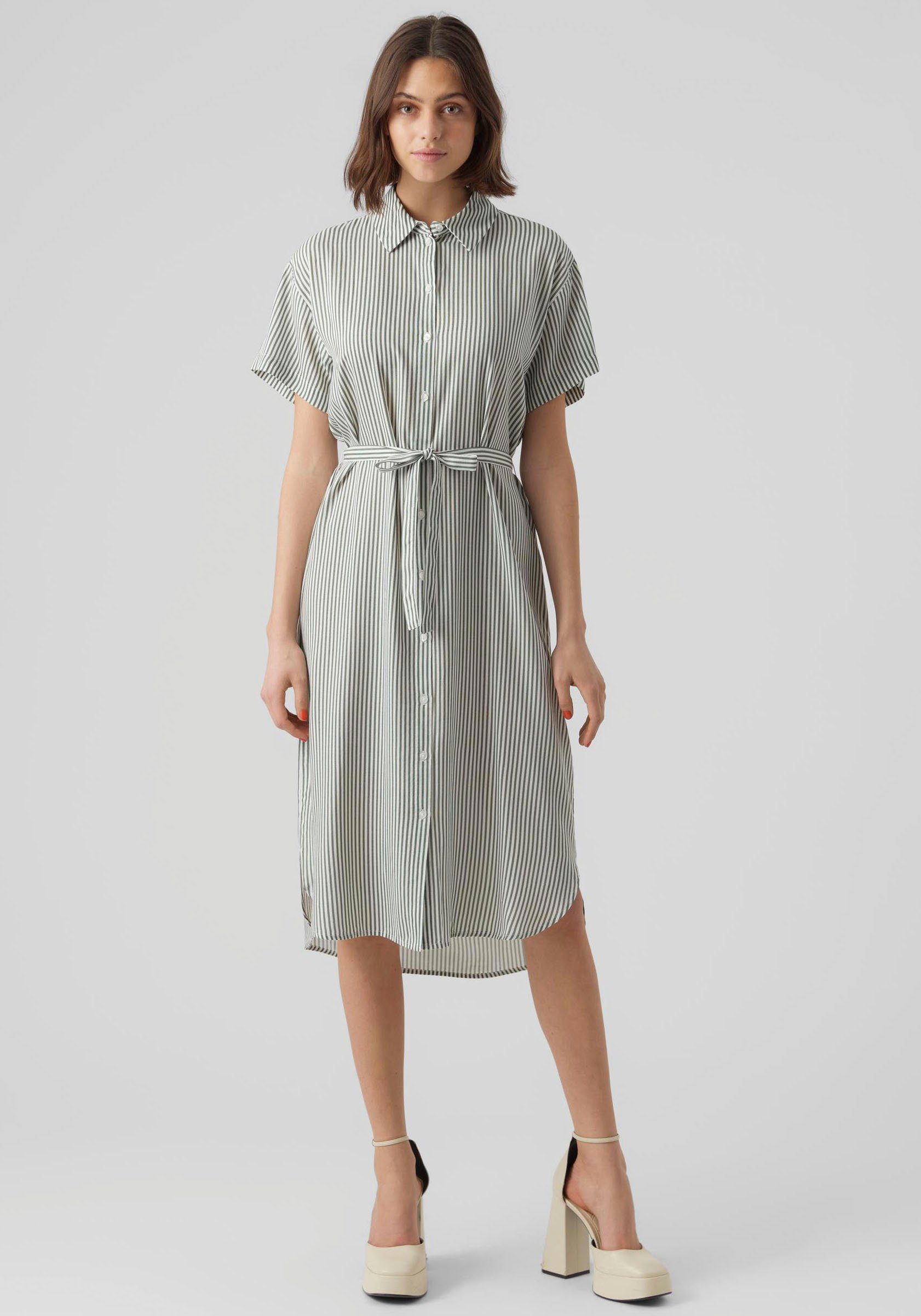 Vero Moda NU 21% KORTING:  Jurk met overhemdkraag VMBUMPY SS CALF SHIRT DRESS NOOS