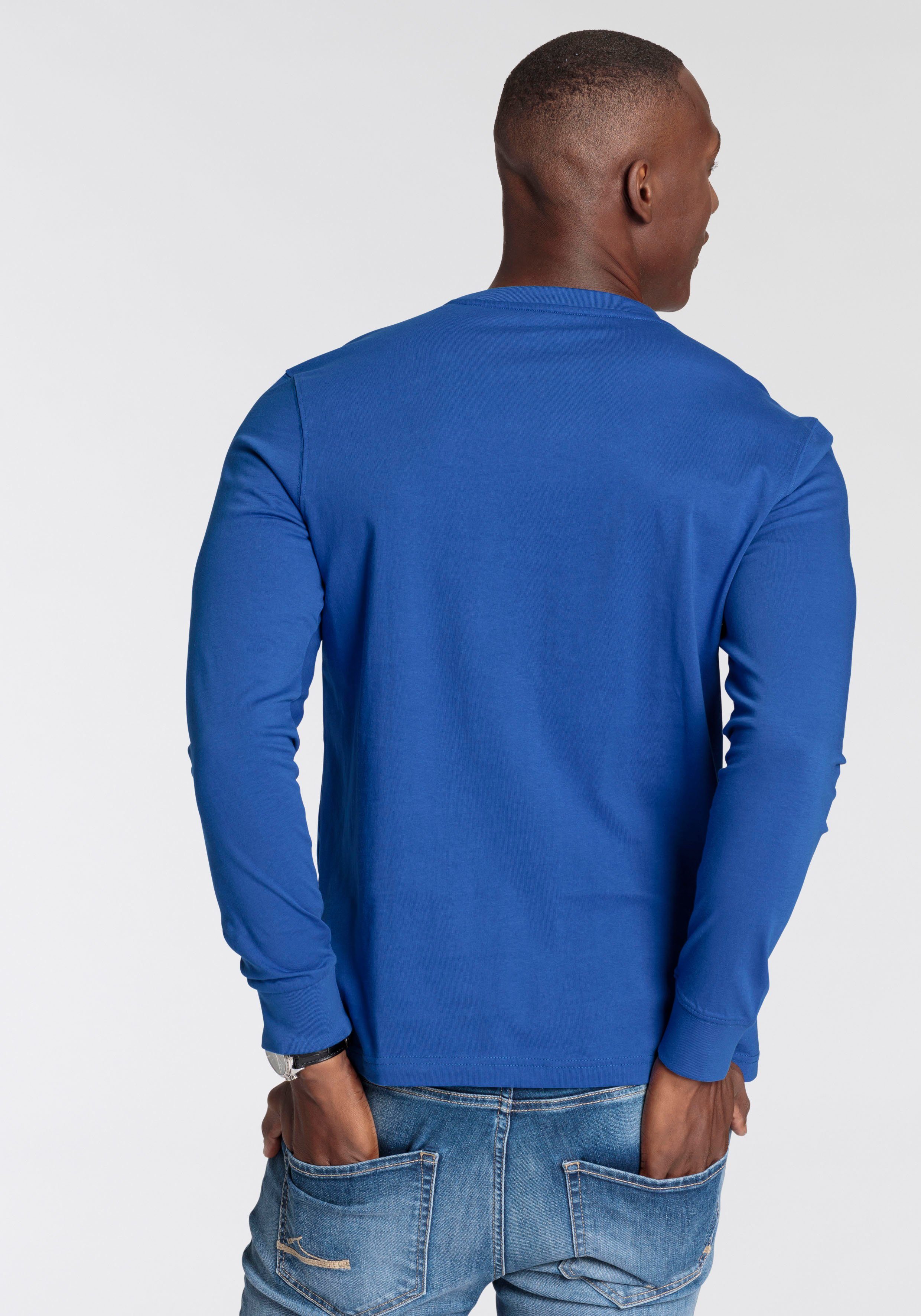 DELMAO Shirt met lange mouwen smalle pasvorm, bedrukt, ronde halslijn, van katoen