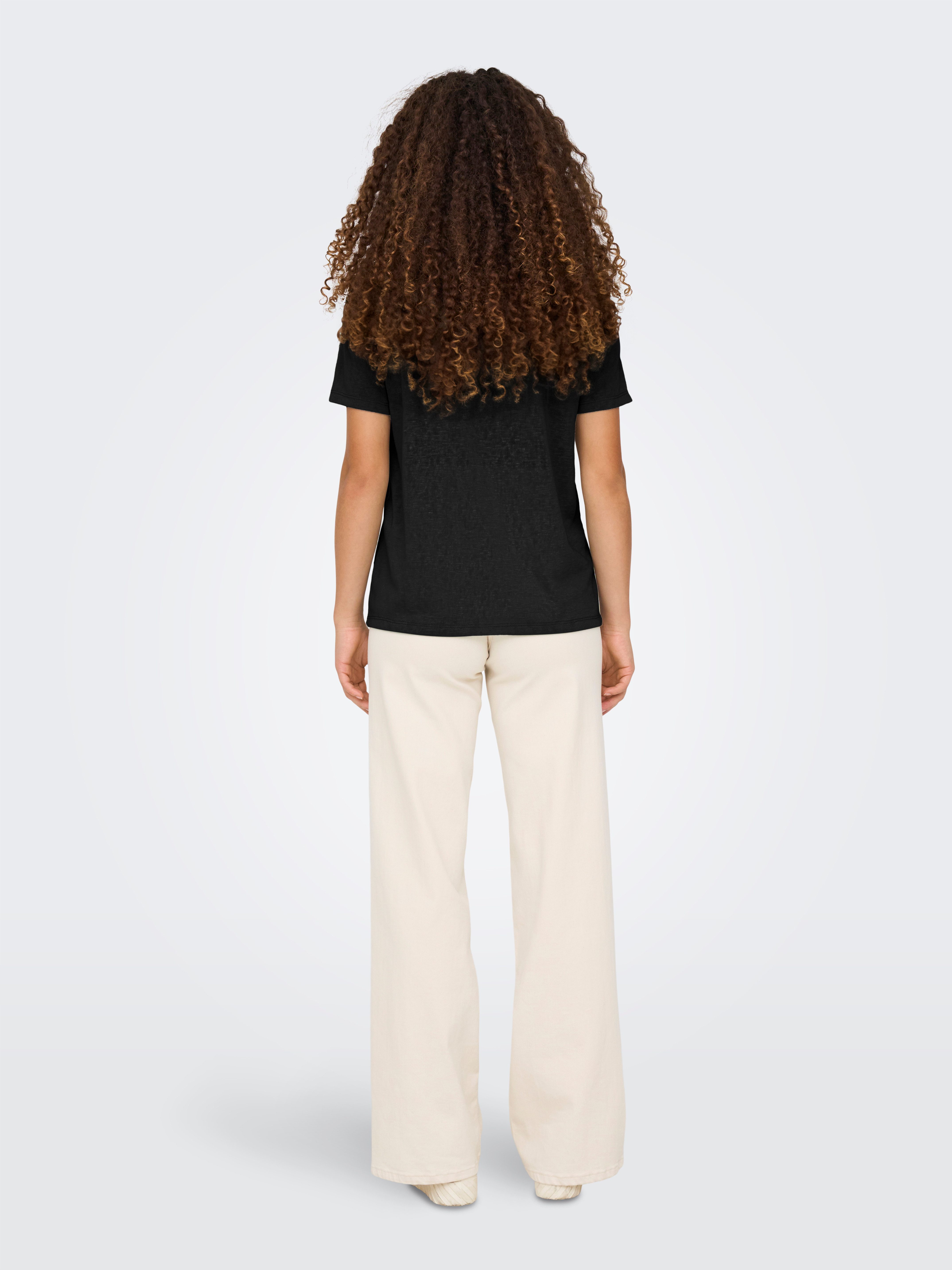 Only Shirt met V-hals ONLZOLA LIFE S/S V-NECK LACE TOP JRS