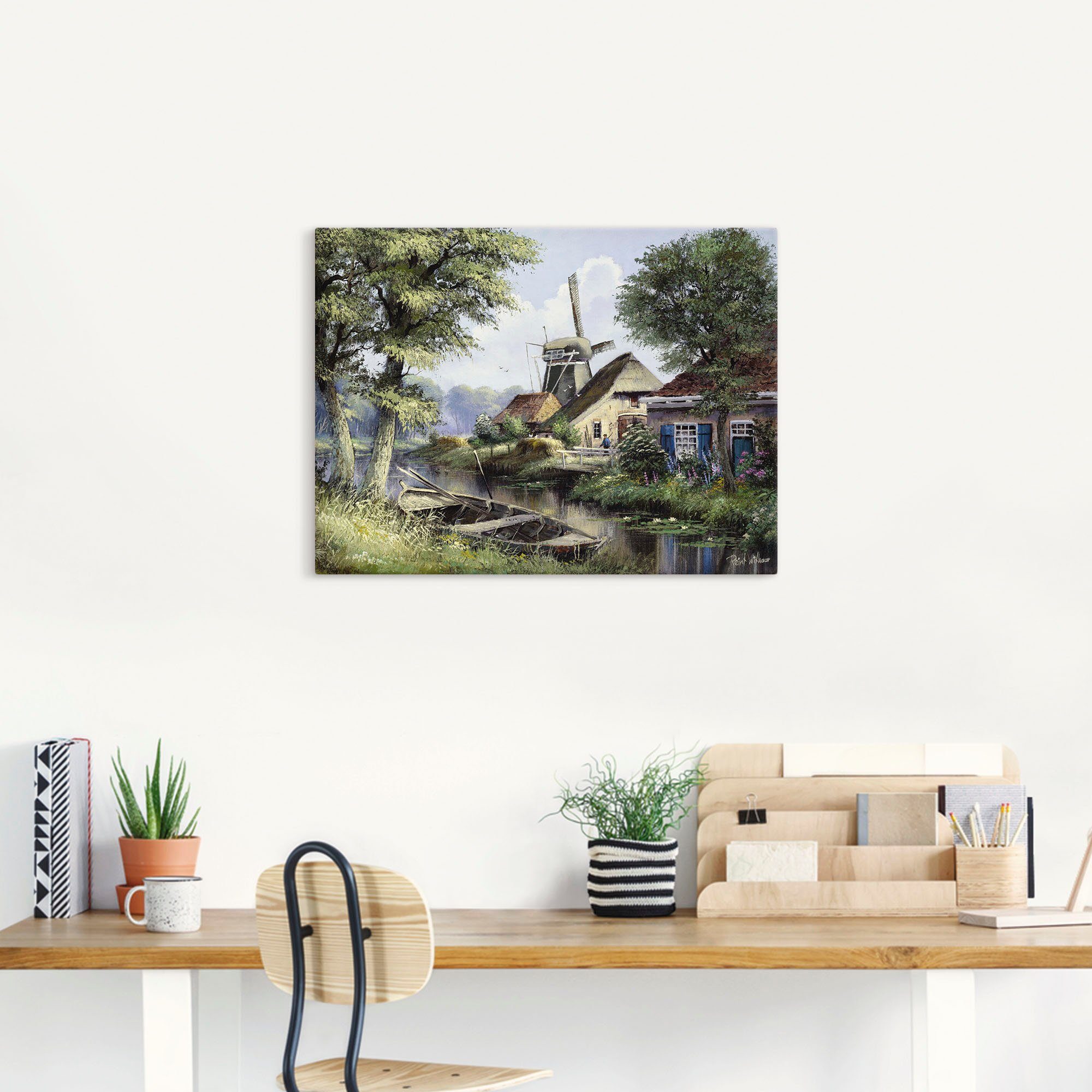 Artland Artprint op linnen De molen gespannen op een spieraam