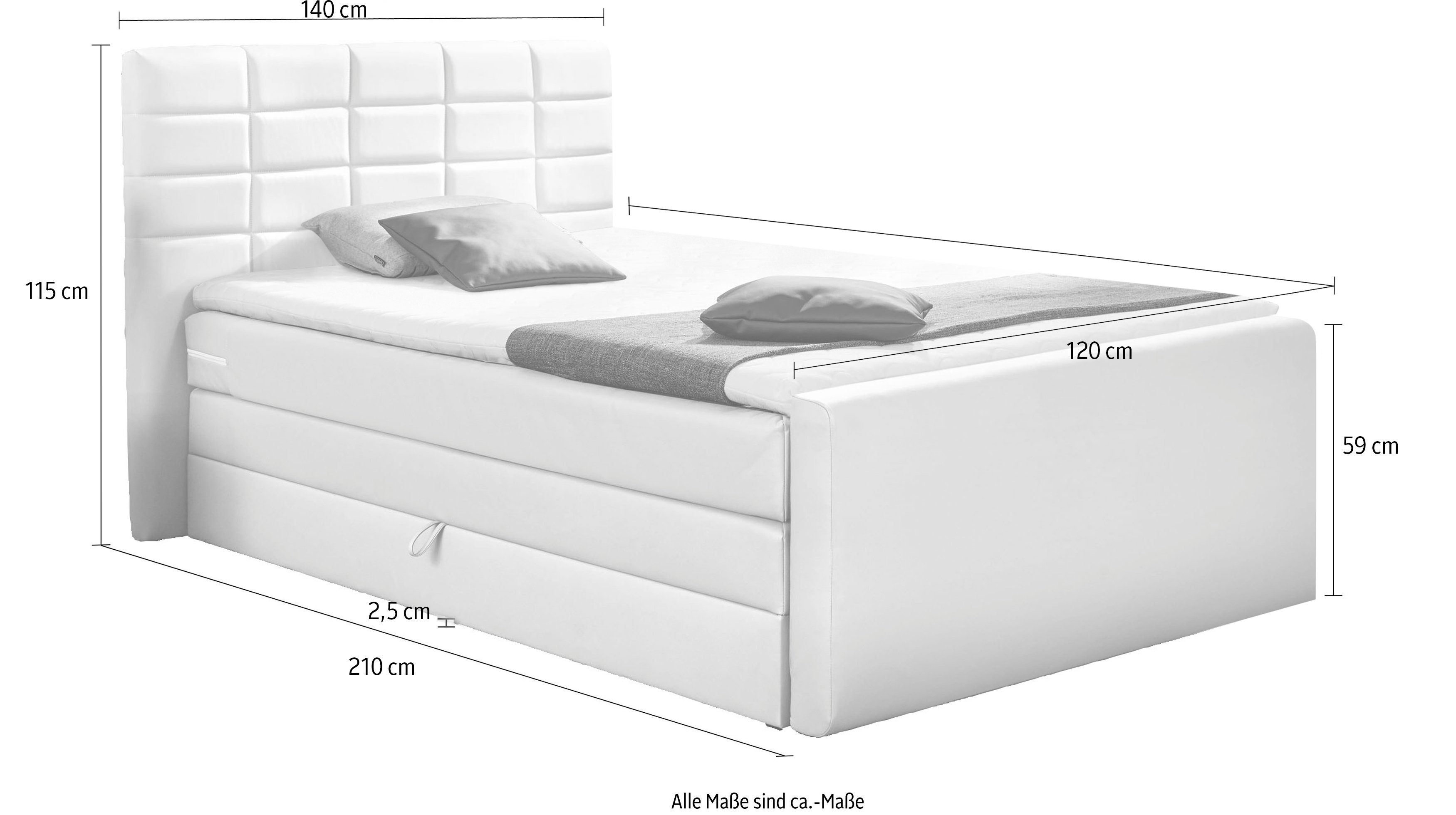 INOSIGN Boxspring Lethbridge incl. bedbox en matrastopper, twee matrastypes in h2